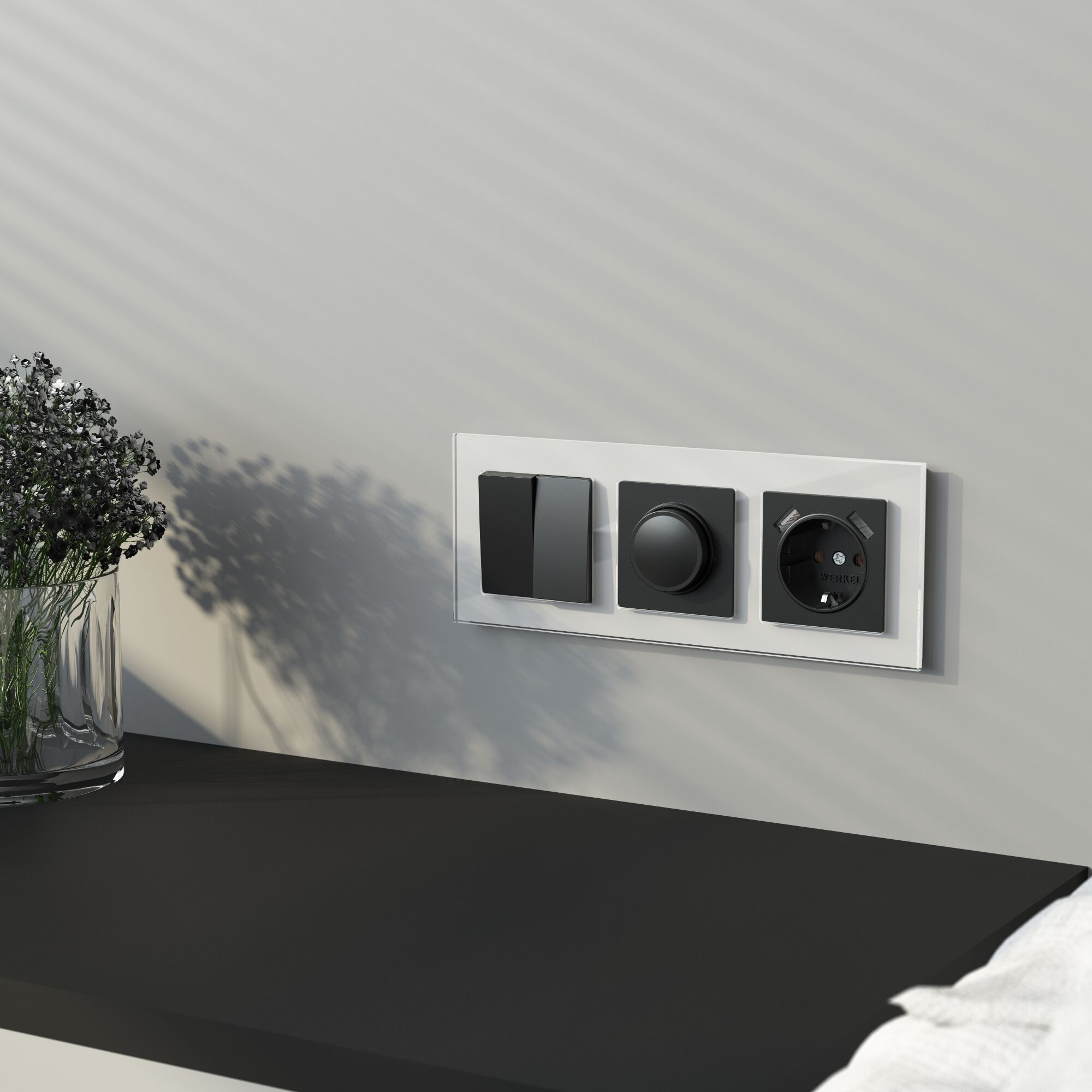 Рамка на 3 поста (белый,стекло) Werkel