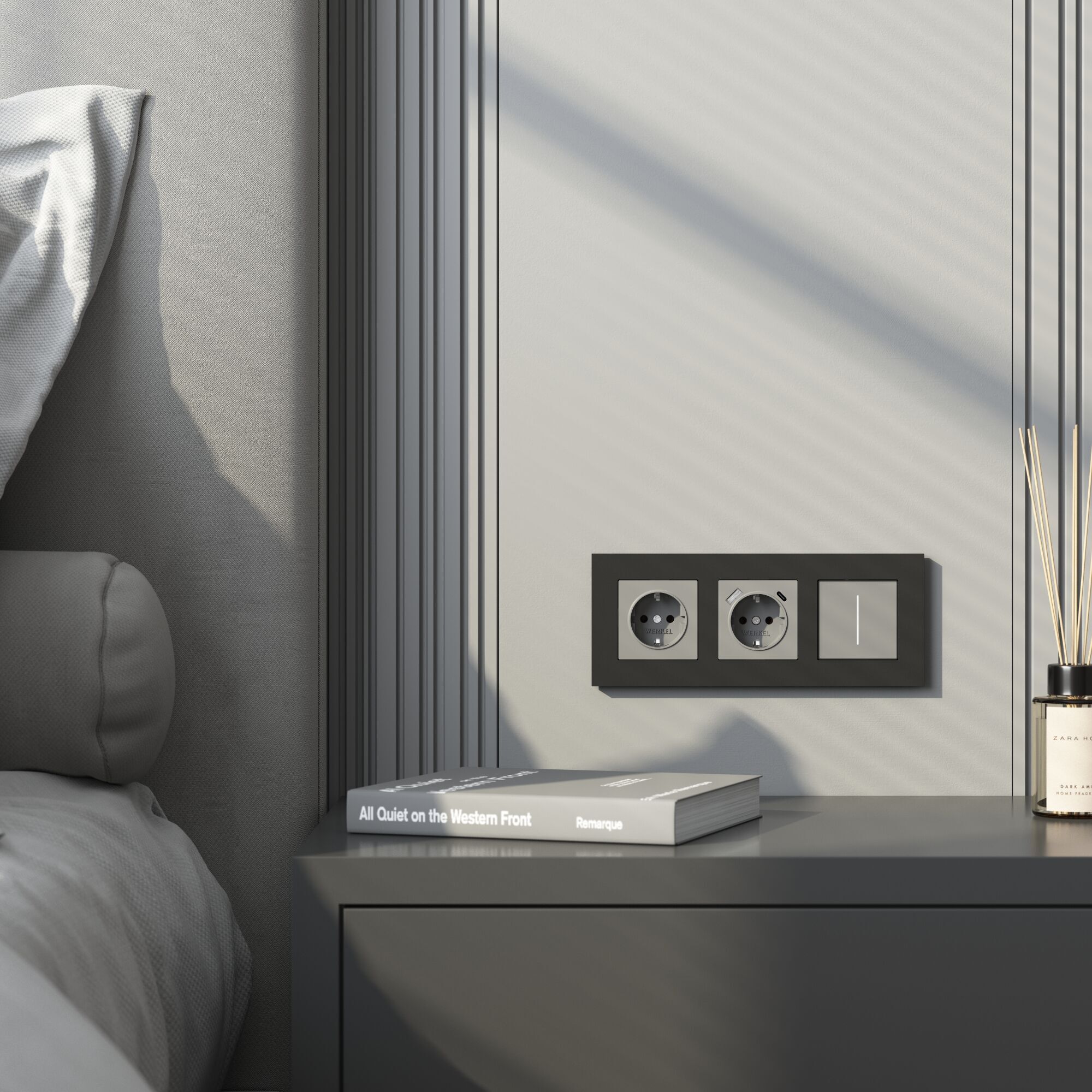 Рамка на 3 поста Slab (черный софт) Werkel