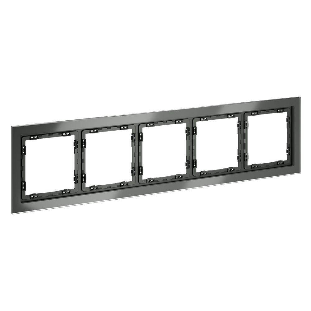 Рамка стеклянная VOLTUM S70 на 5 постов, (титан, стекло)