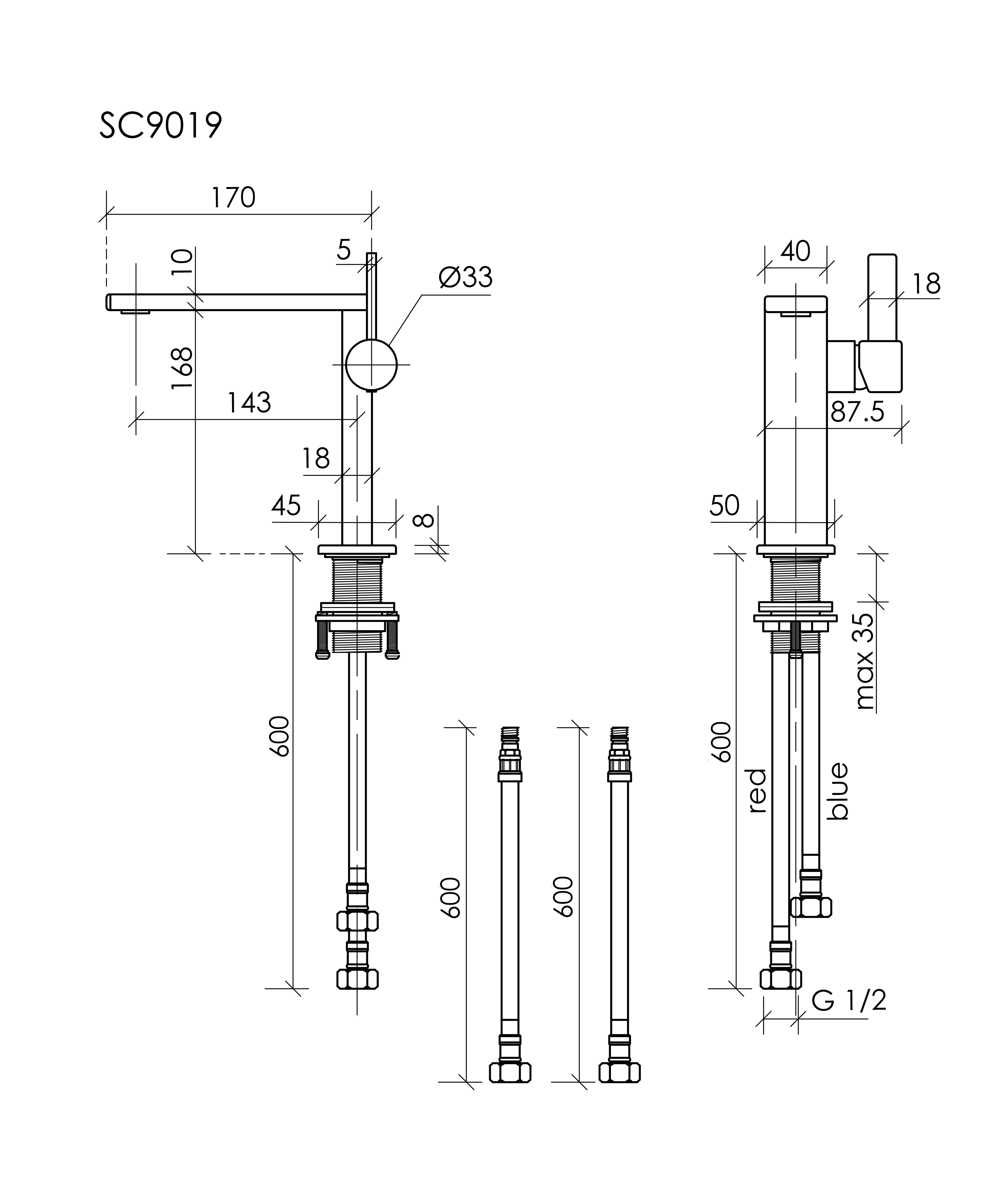 Смеситель для раковины Linn, черный матовый SC9019MB