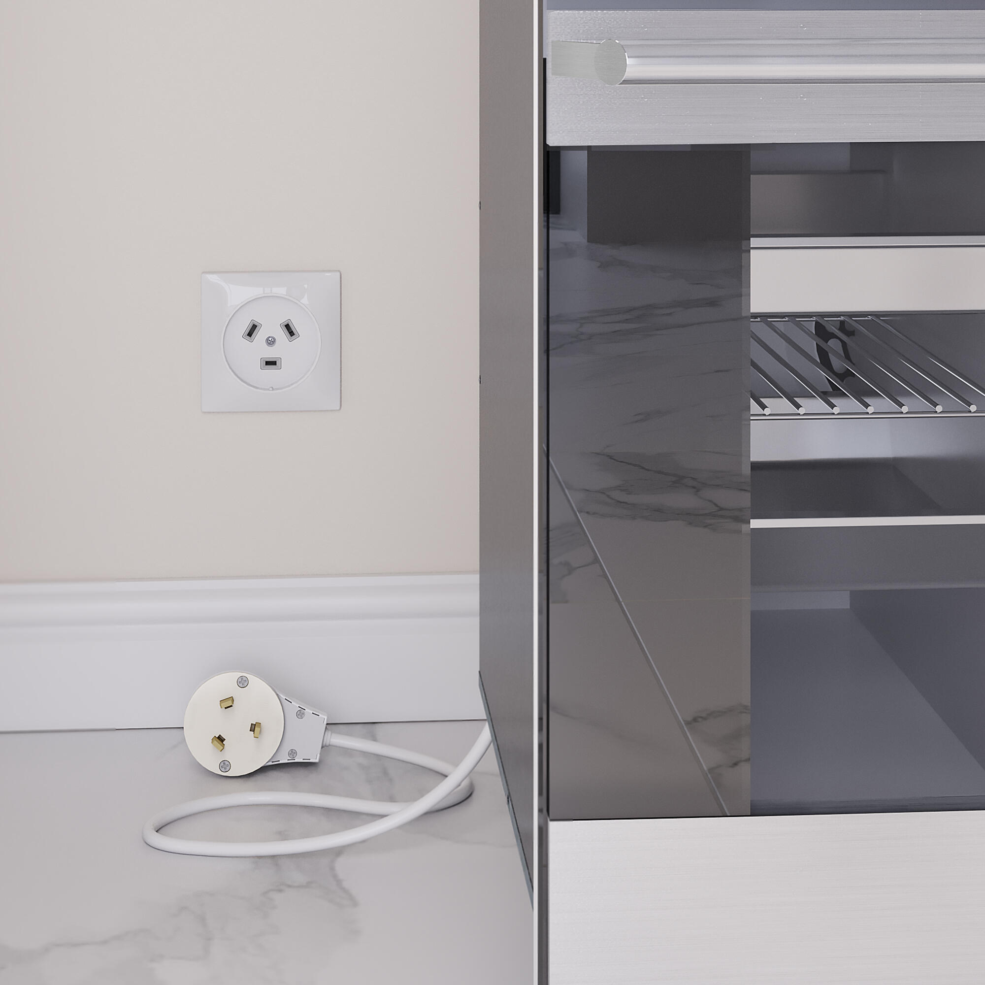 Розетка с вилкой для электроплиты 32А 250В (белый глянцевый) Werkel