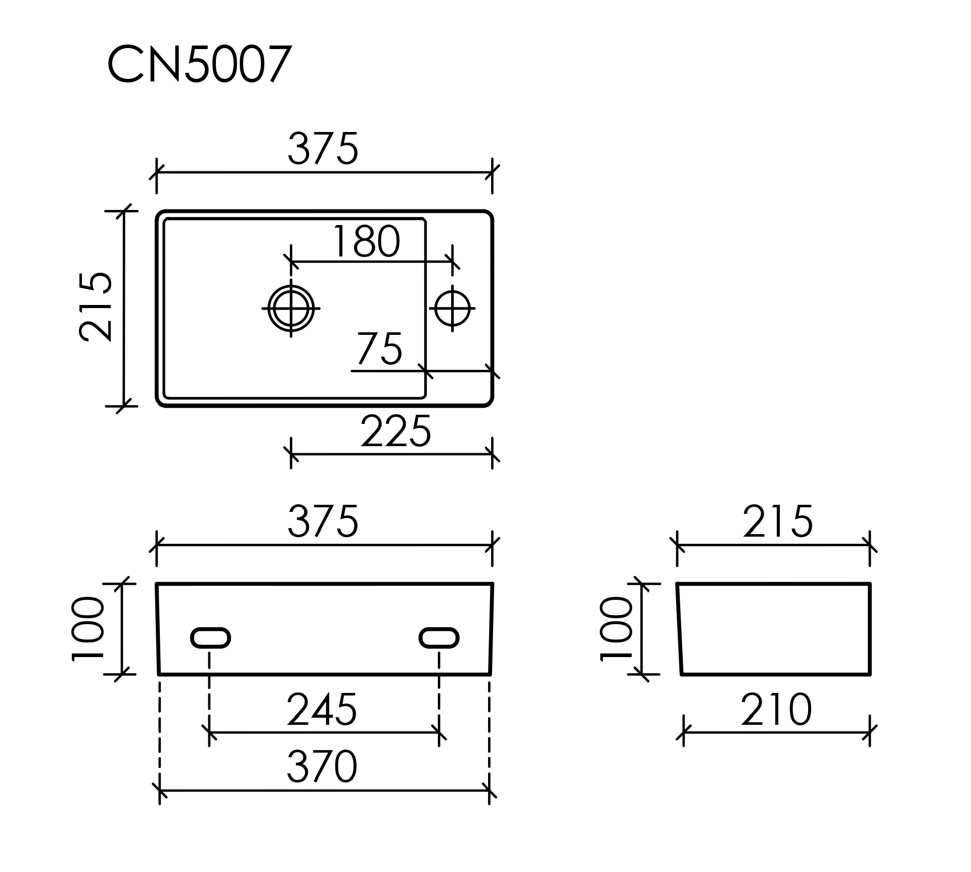 Умывальник подвесной прямоугольный CN5007