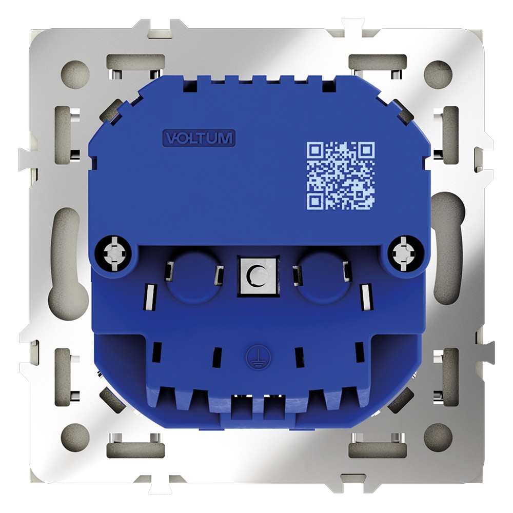 Розетка встраиваемая VOLTUM S70 с заземлением и защитными шторками, 16А, с USB, A+С, (сталь)