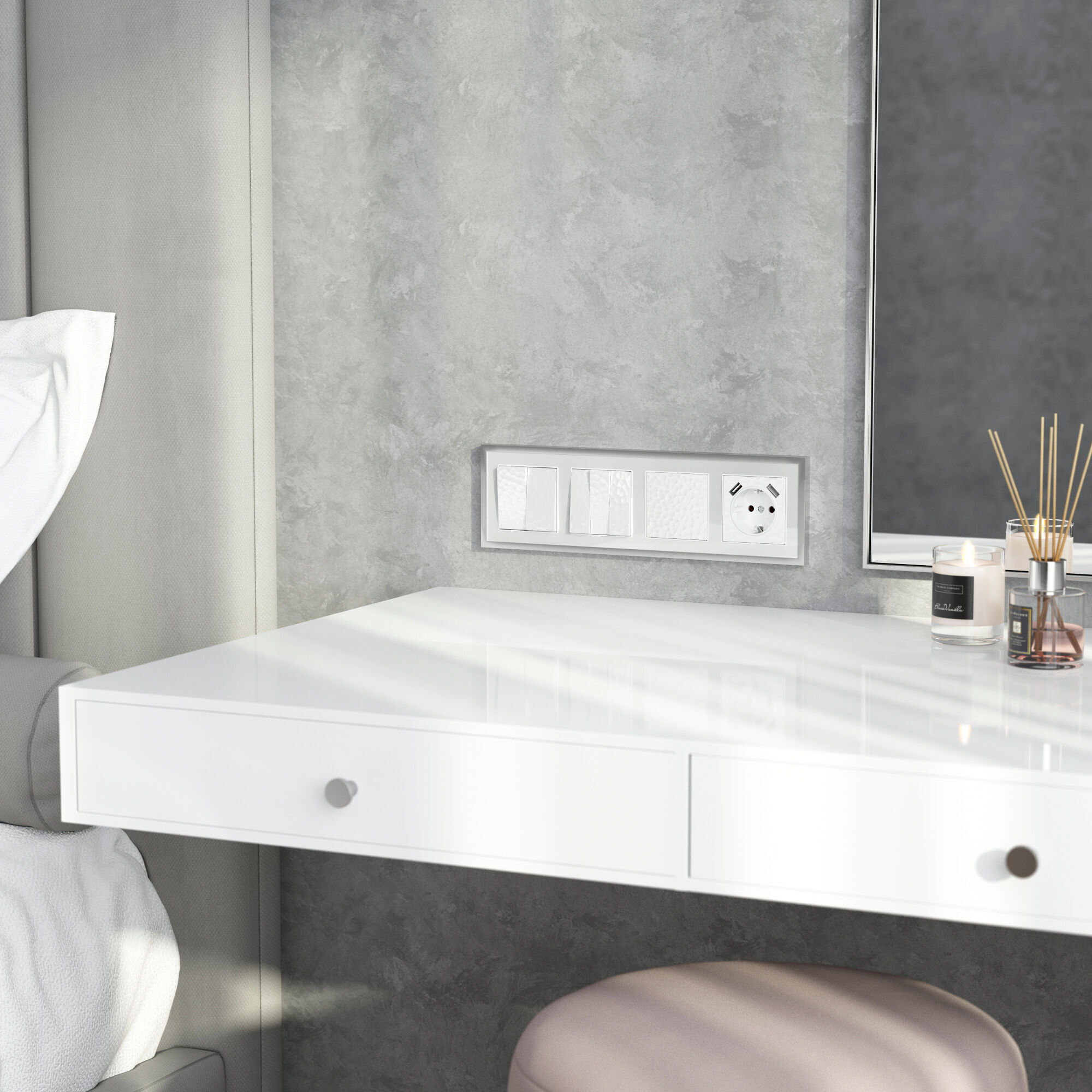 Выключатель двухклавишный (белый) Werkel