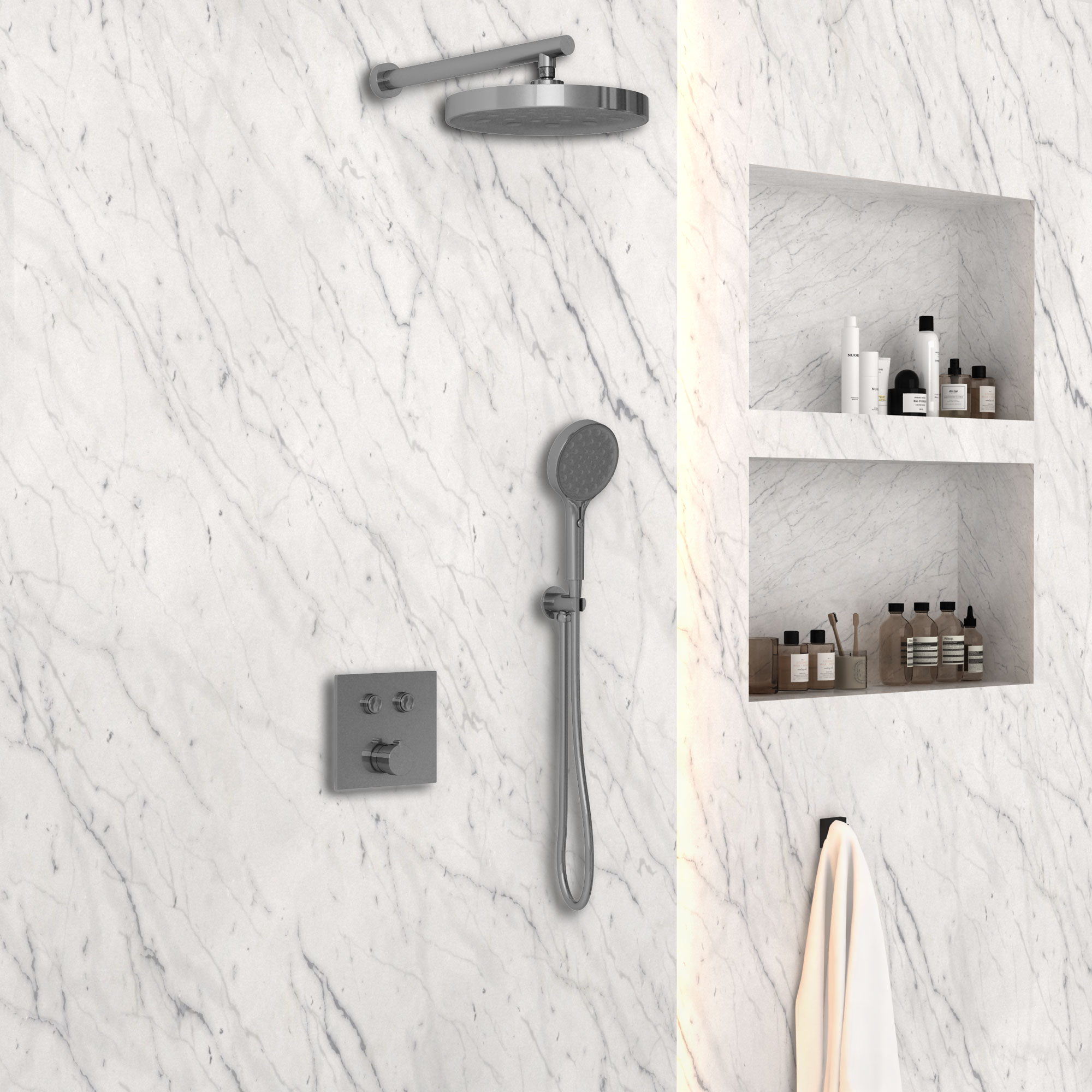 Душевая система Vincea VSFW-4I212GM встраиваемая в стену цвет вороненая сталь