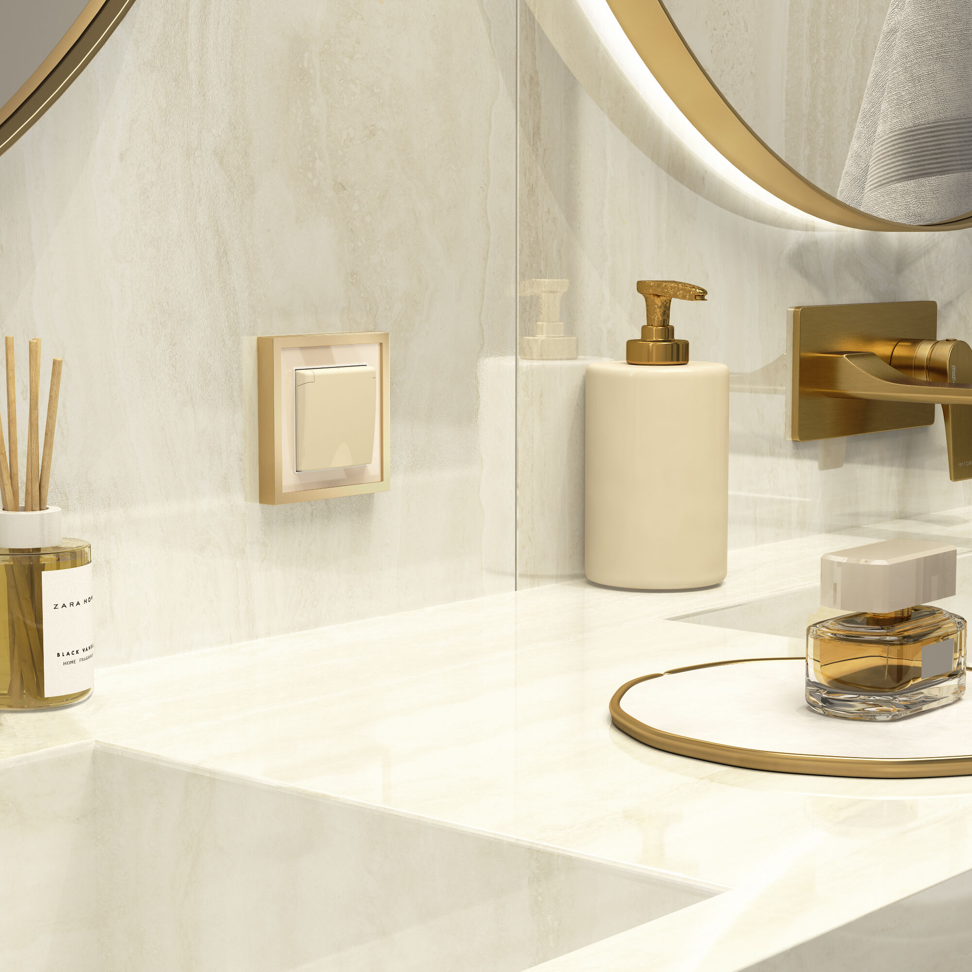 Рамка на 1 пост Baguette (айвори/латунь) Werkel