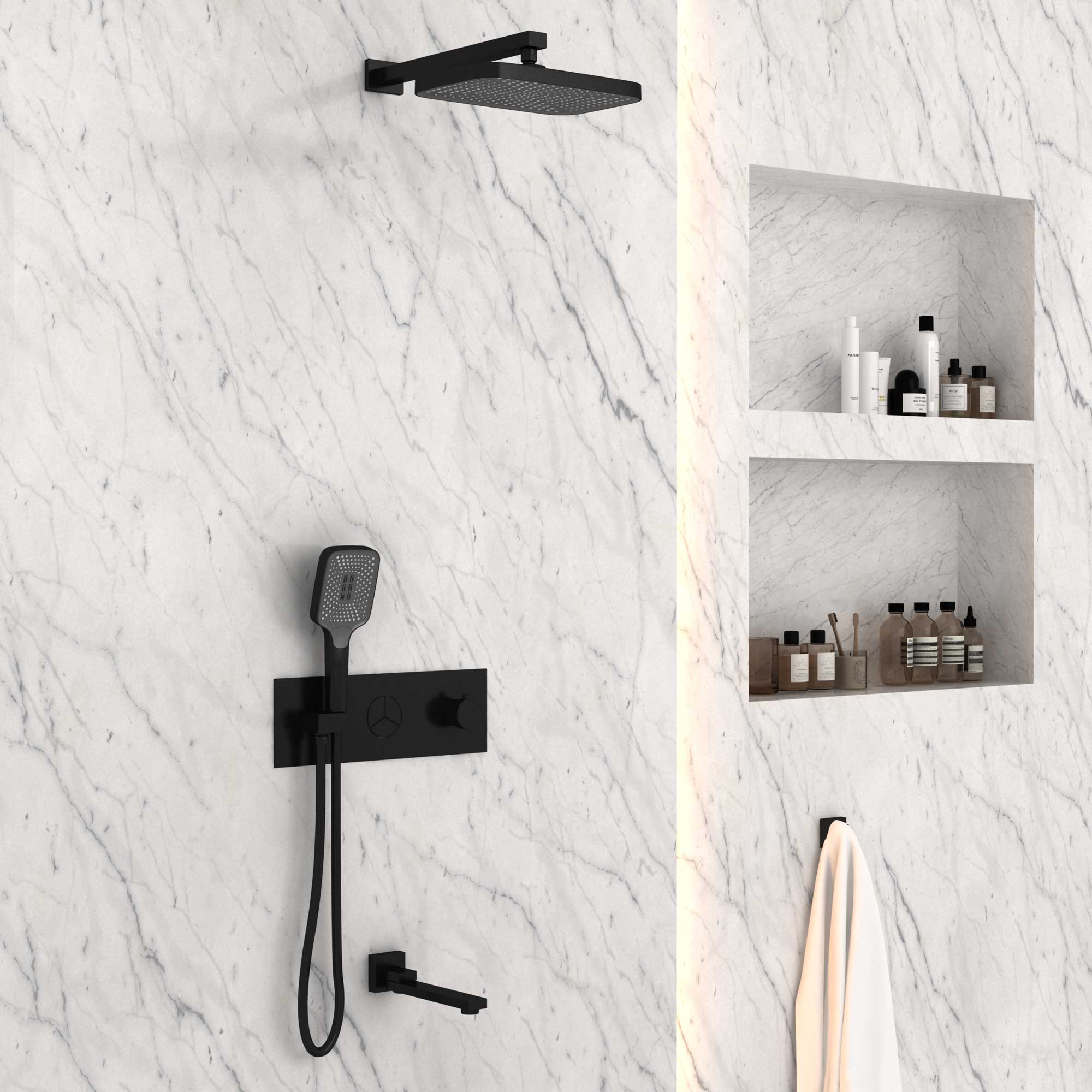 Душевая система Vincea VSFW-432T1MB встраиваемая в стену цвет черный матовый