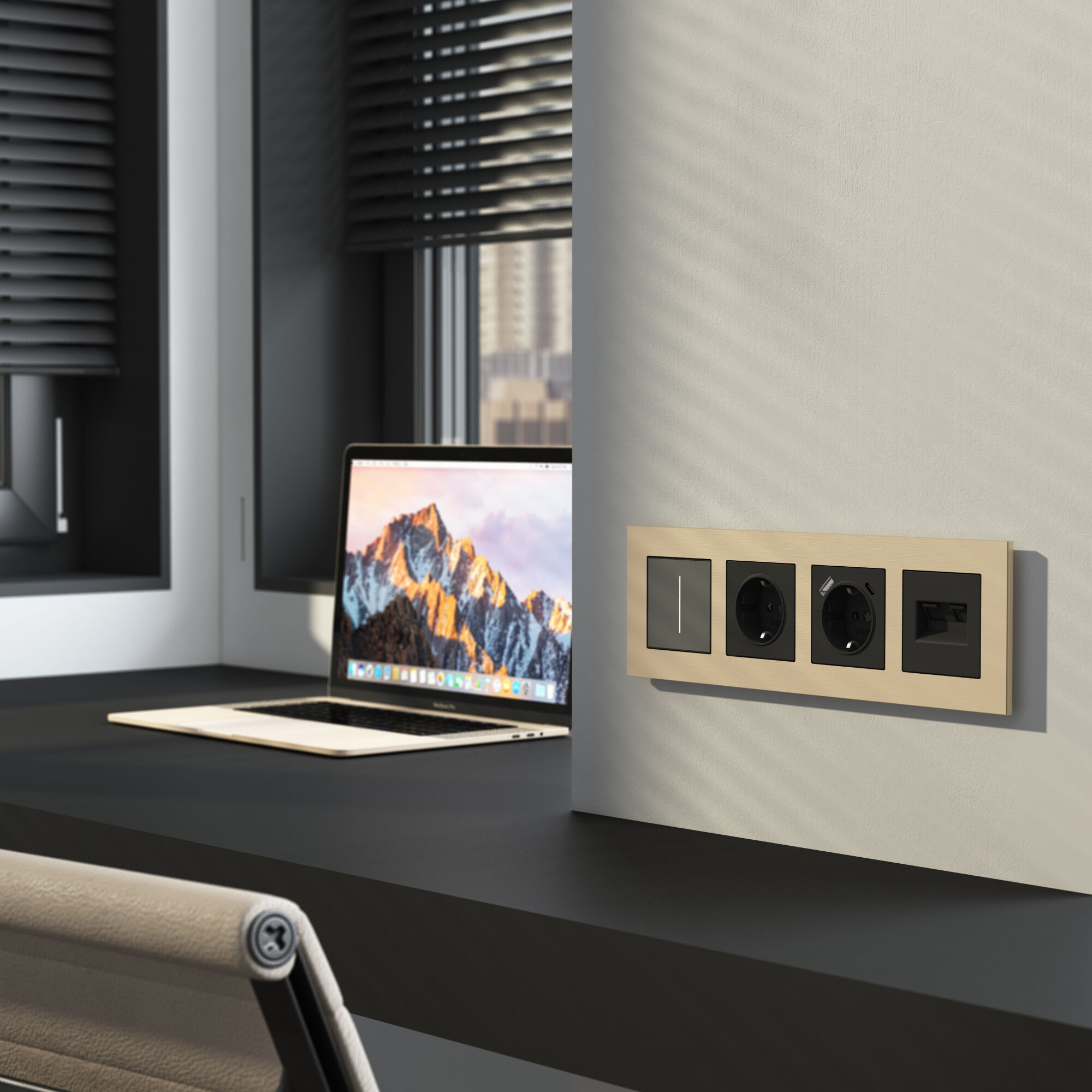 Рамка на 4 поста AluMax (шампань) Werkel