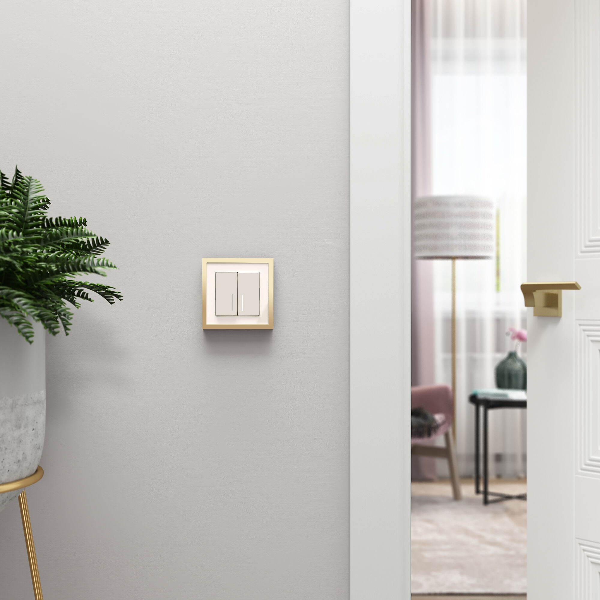 Рамка на 1 пост Baguette (айвори/латунь) Werkel