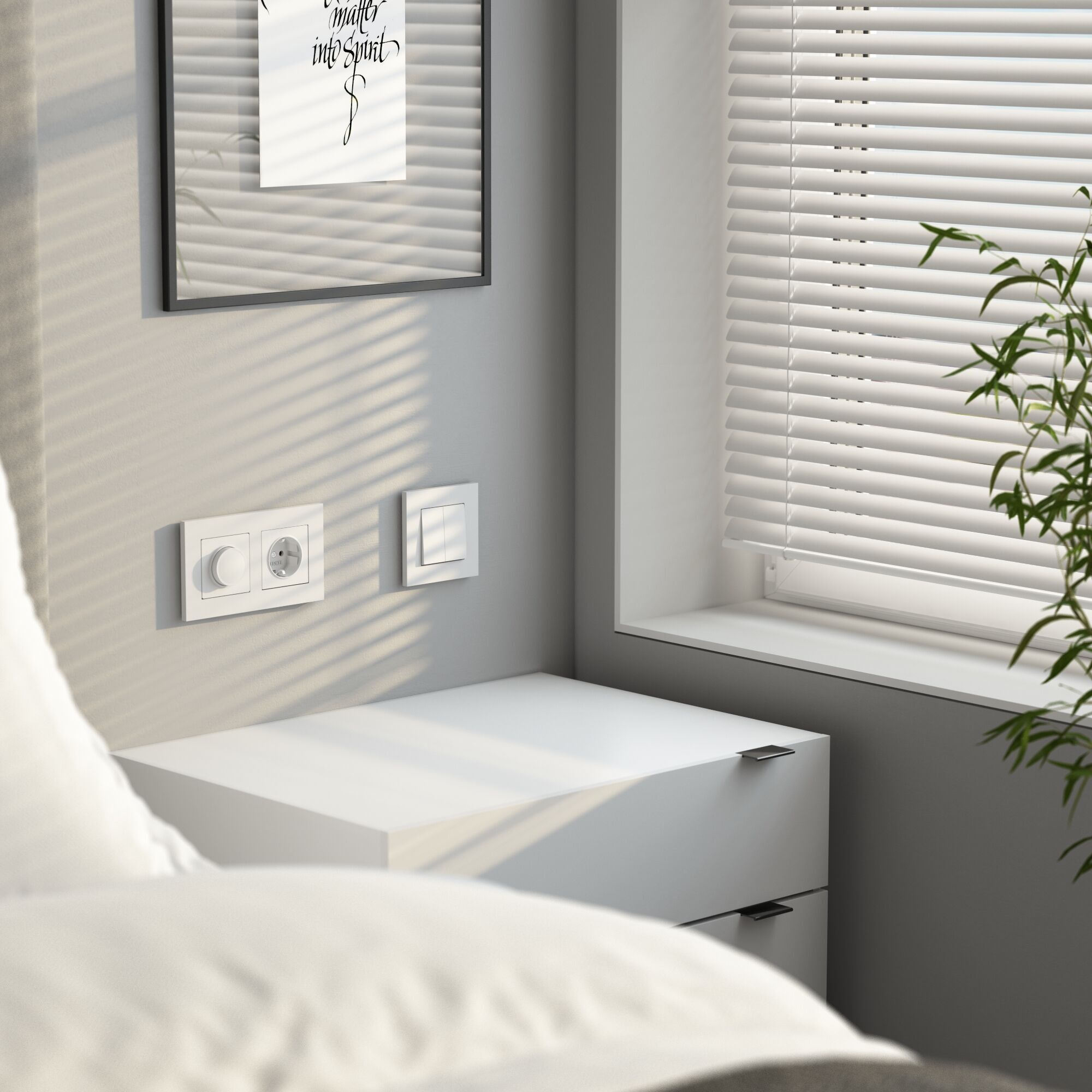 Выключатель двухклавишный с самовозвратом (белый матовый) Werkel