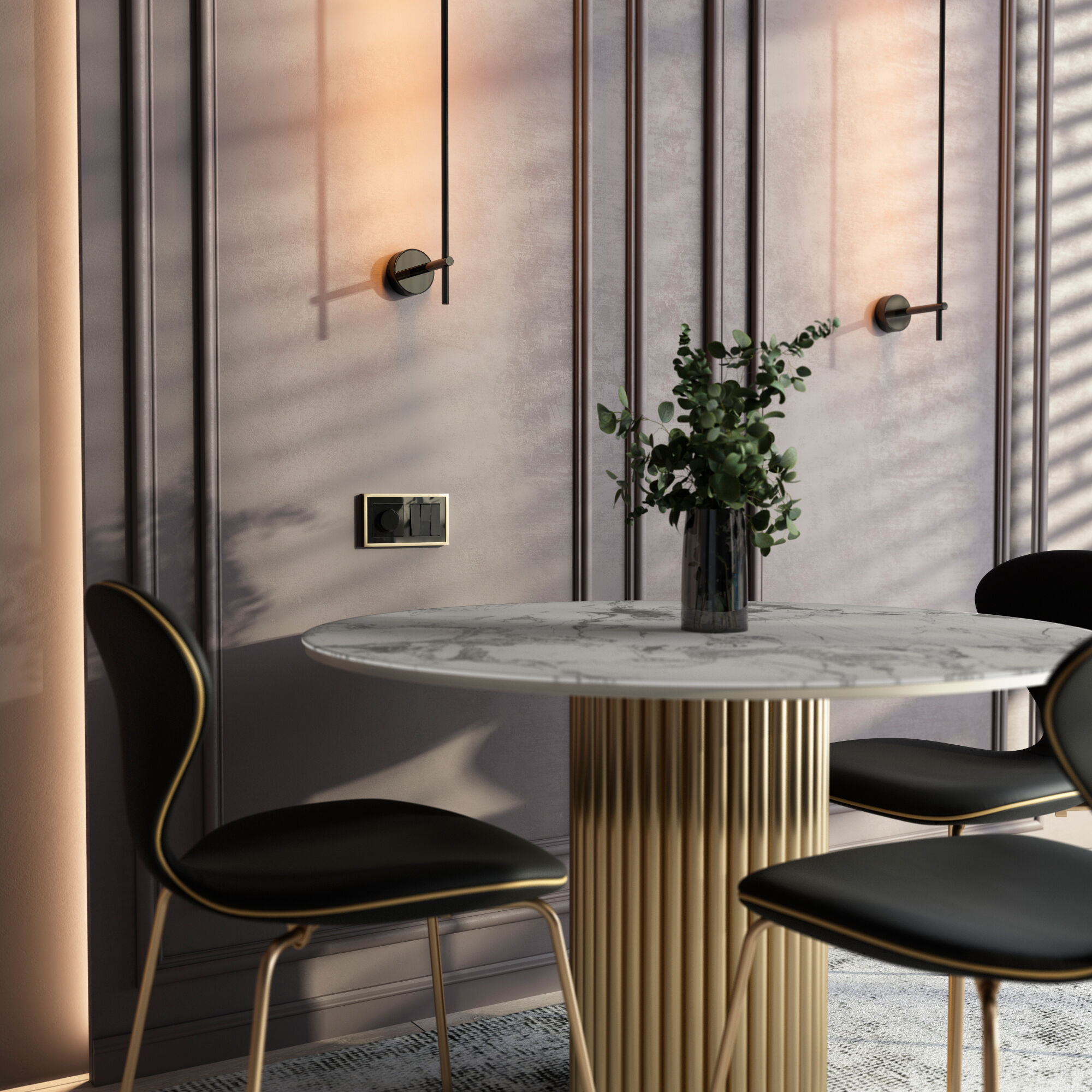 Выключатель трехклавишный (черный матовый) Werkel