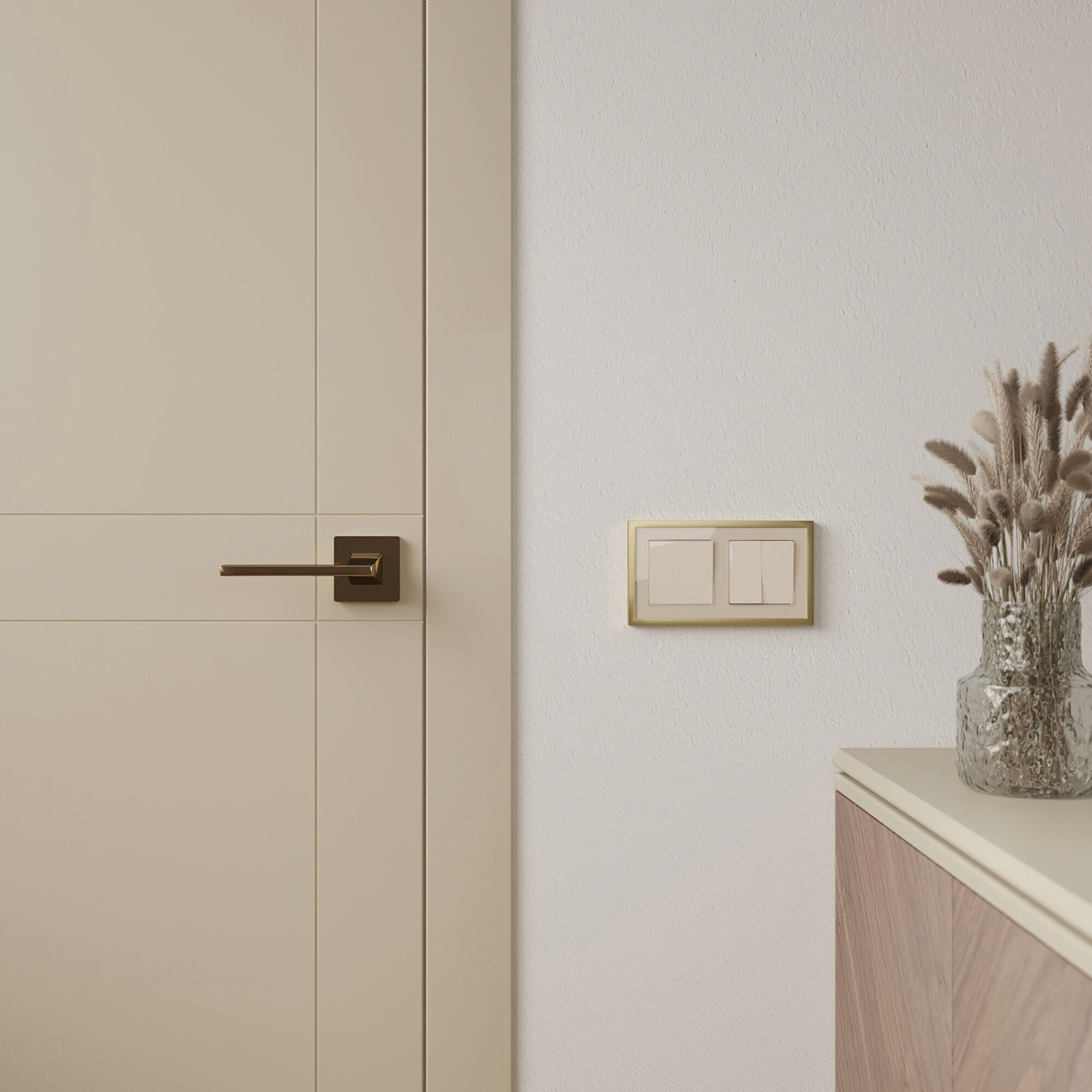 Рамка на 2 поста Baguette (айвори/латунь) Werkel