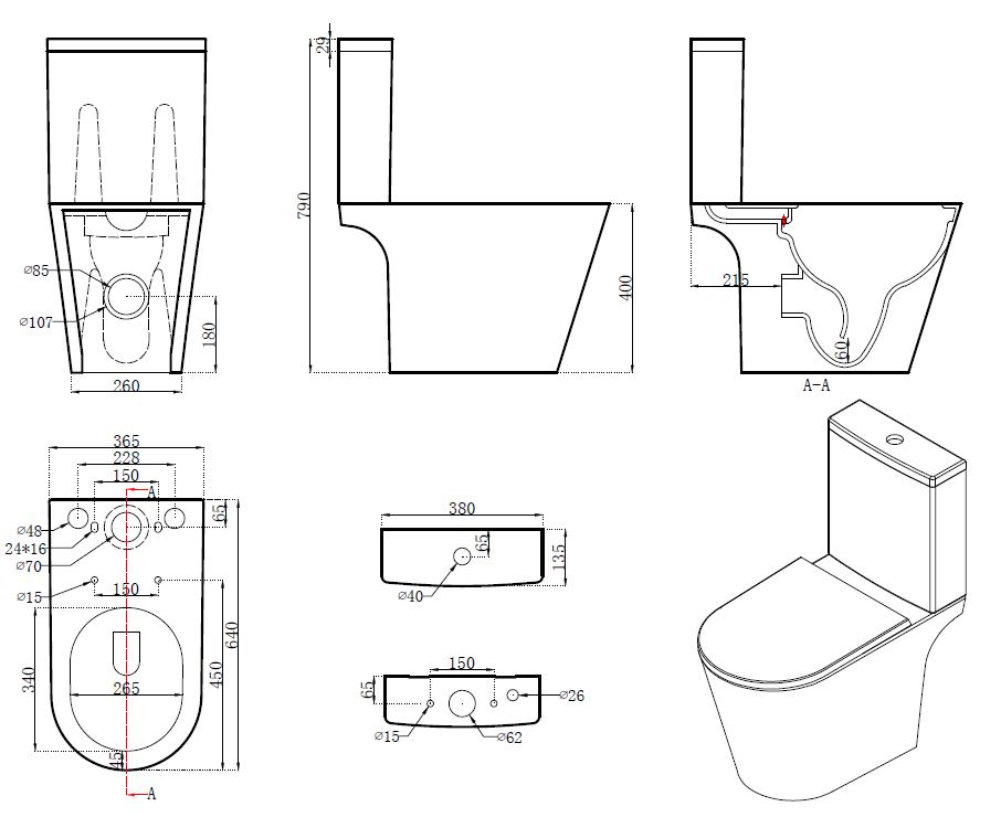 Унитаз-компакт напольный с бачком Aquatek БЕТТА AQ1363B-00 с сиденьем Soft Close