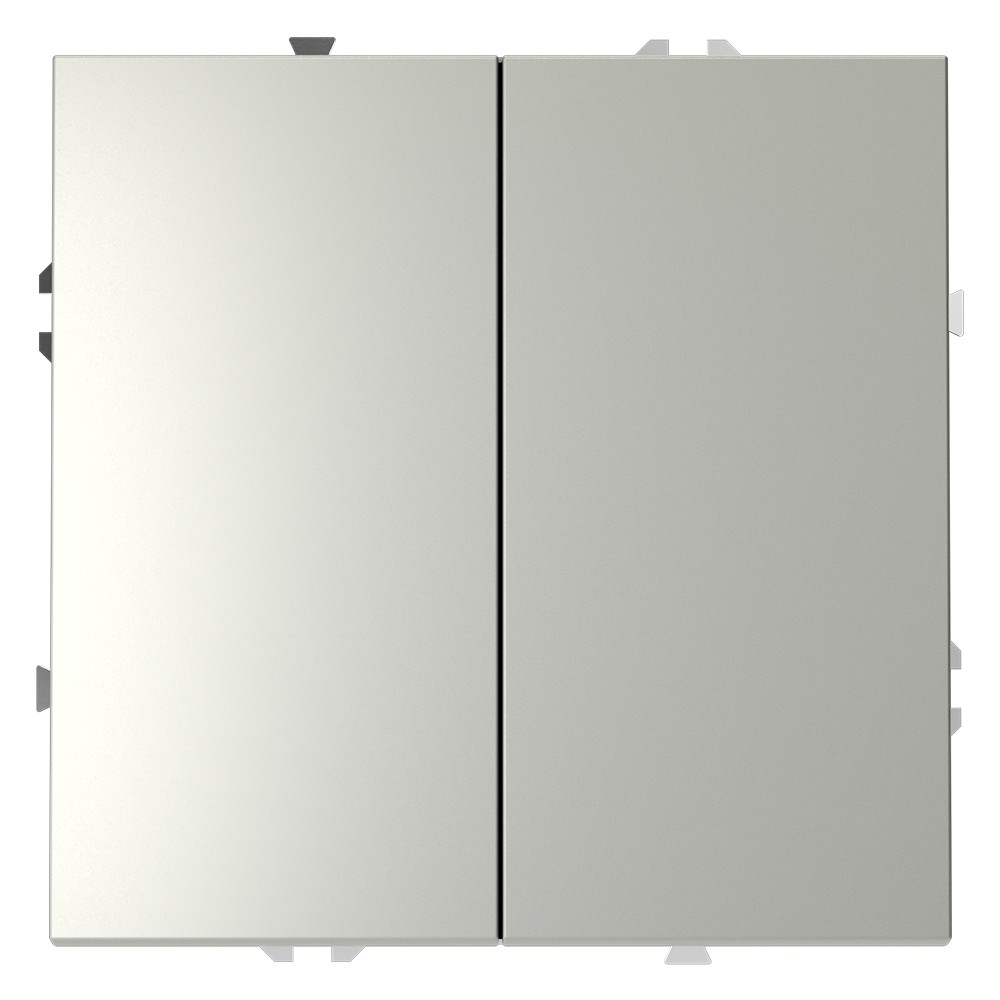 Выключатель с самовозвратом встраиваемый VOLTUM S70 двухклавишный 10А, (сталь)