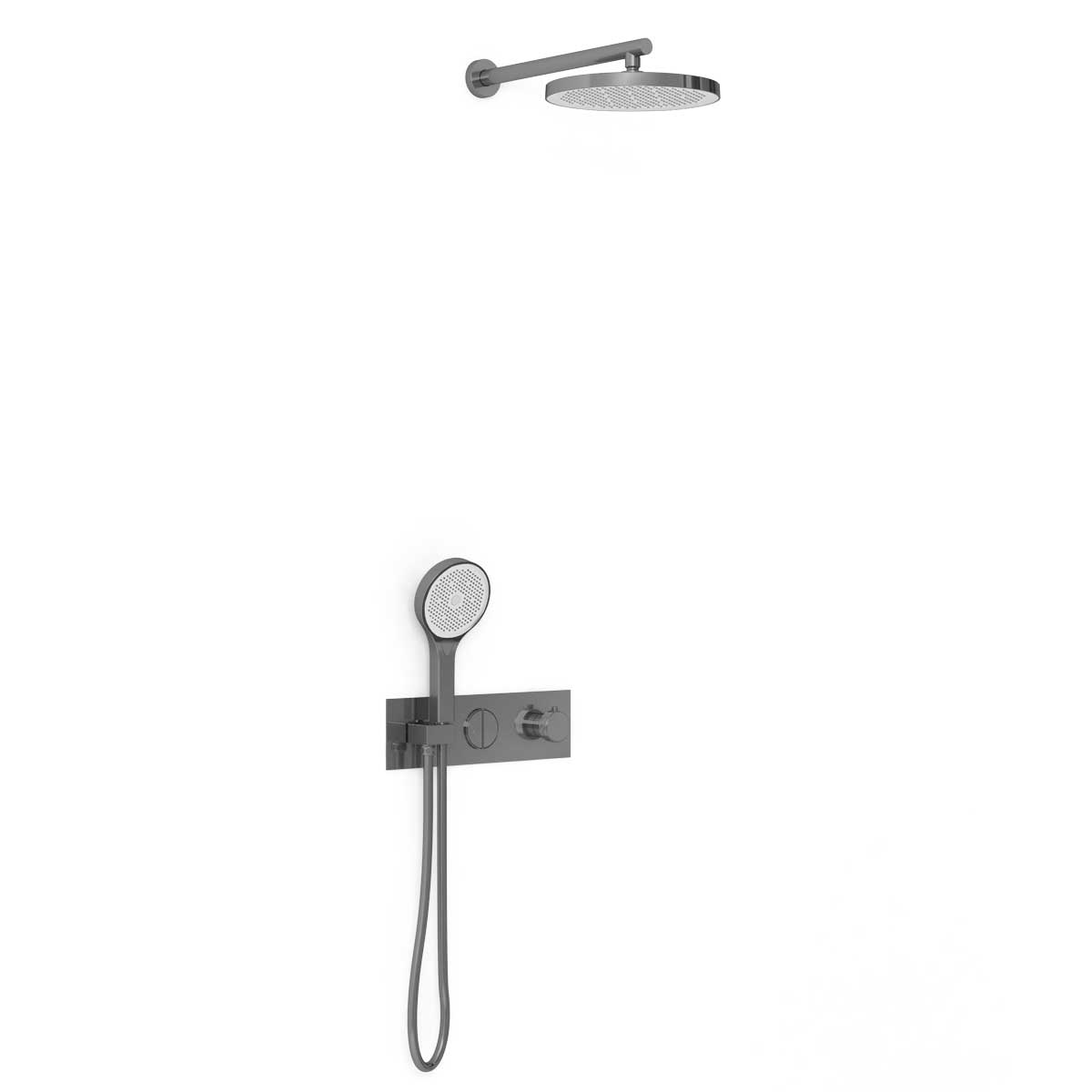 Душевая система Vincea VSFW-422T2GM встраиваемая в стену цвет вороненая сталь