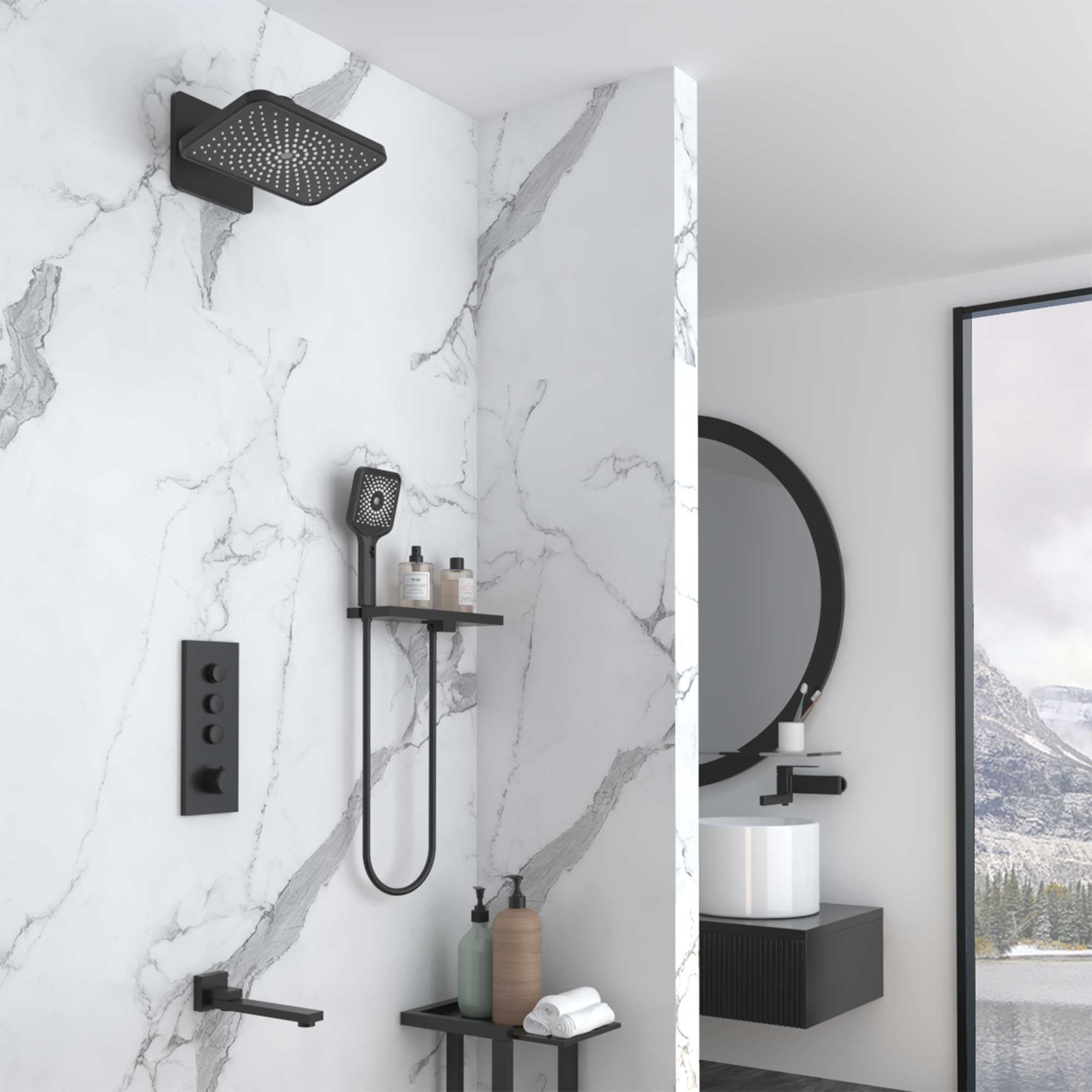 Душевая система Vincea VSFW-433TI4RMB встраиваемая в стену цвет черный матовый