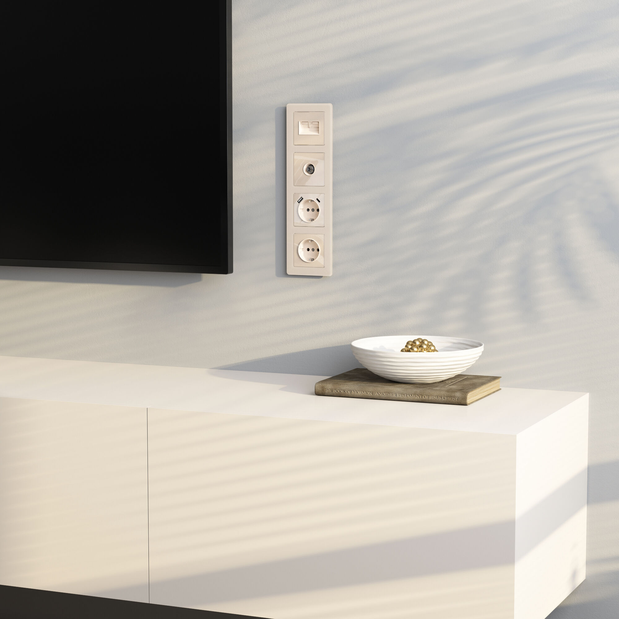 ТВ-розетка оконечная (айвори акрил) Werkel