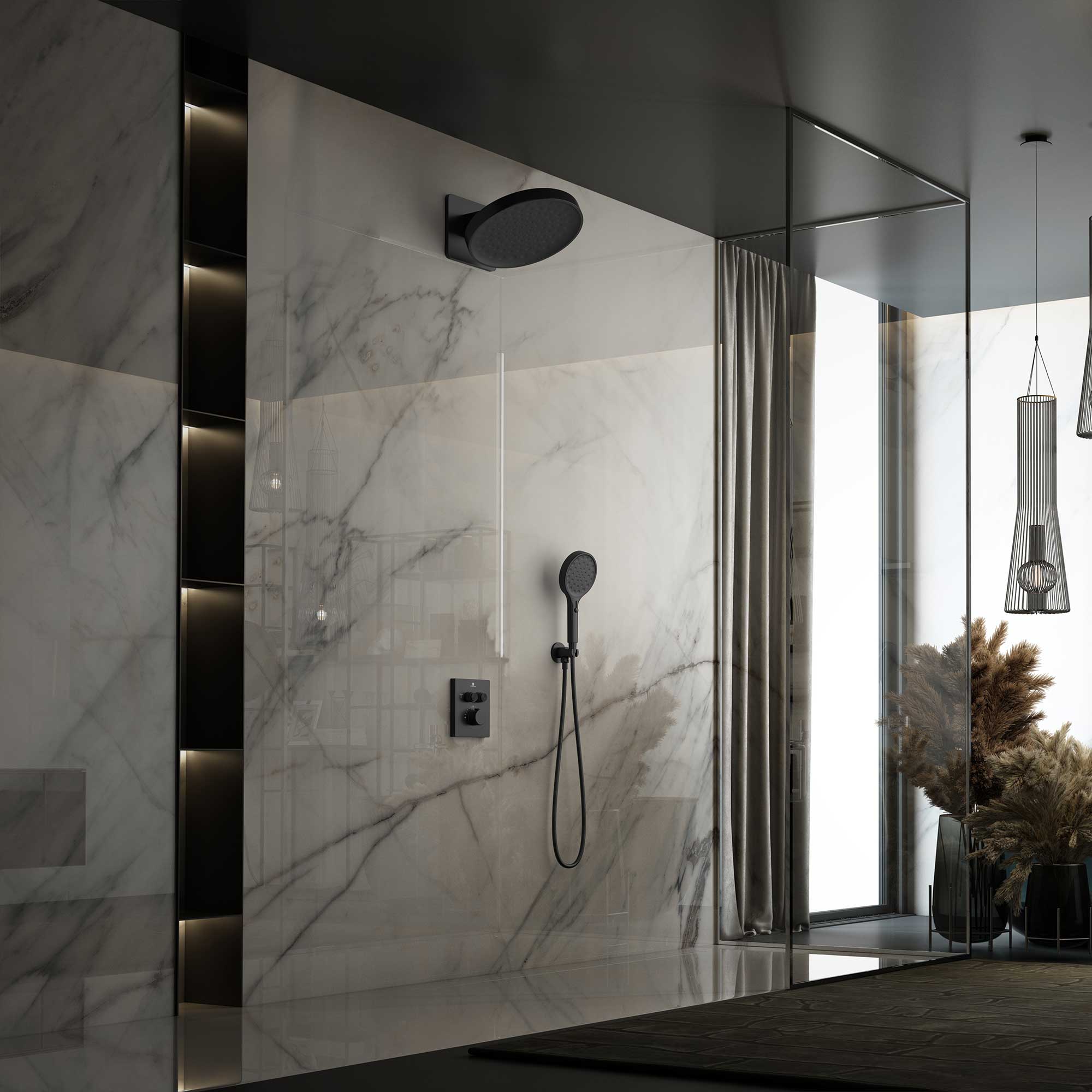 Душевая система Vincea Inspire VSFW-3I21MT3MB встраиваемая в стену цвет черный матовый