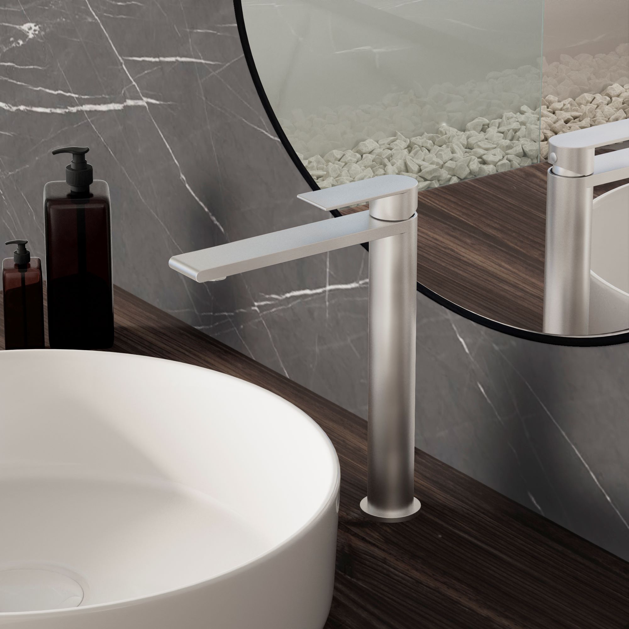 Смеситель Vincea Vogue (SS) VBF-2VS2BN на столешницу/на раковину сатин (брашированный никель)