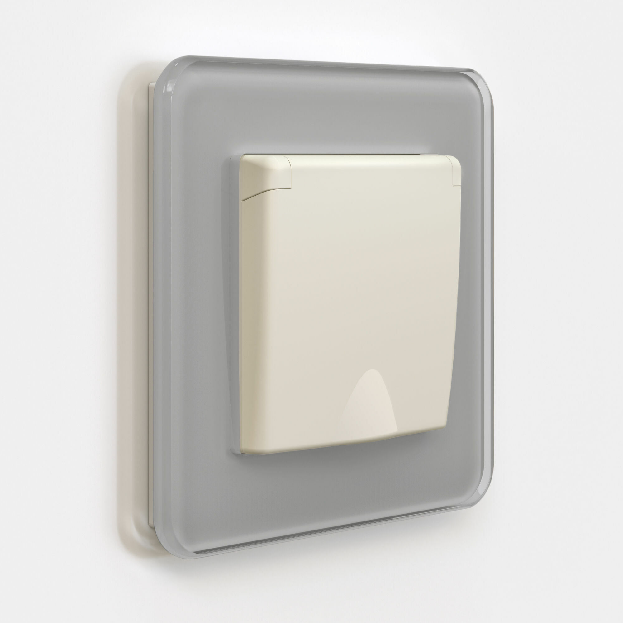 Розетка с заземлением и шторками c крышкой IP44 (айвори матовый) Werkel