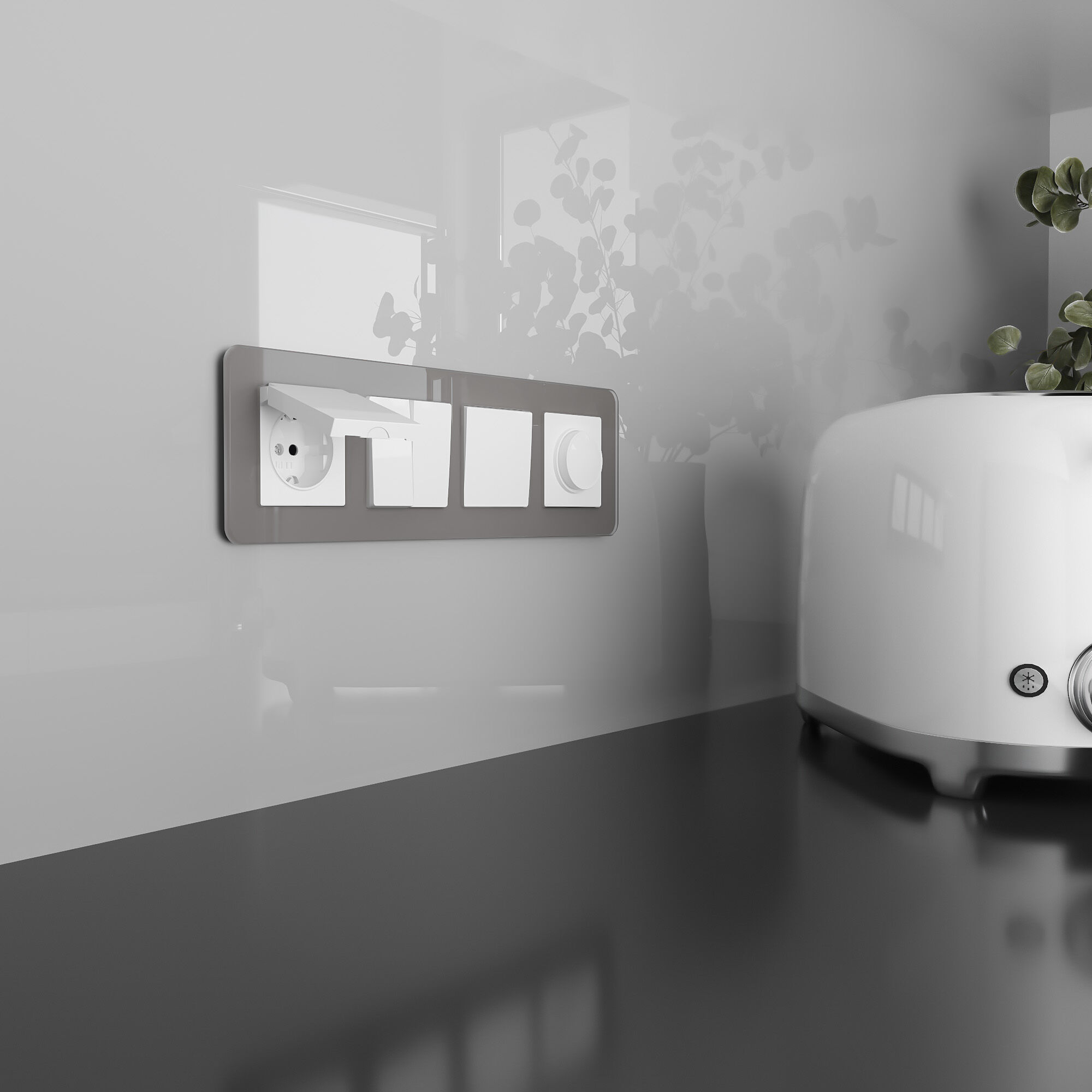 Розетка влагозащ. с зазем. с защит. крышкой и шторками N (белый глянцевый) Werkel