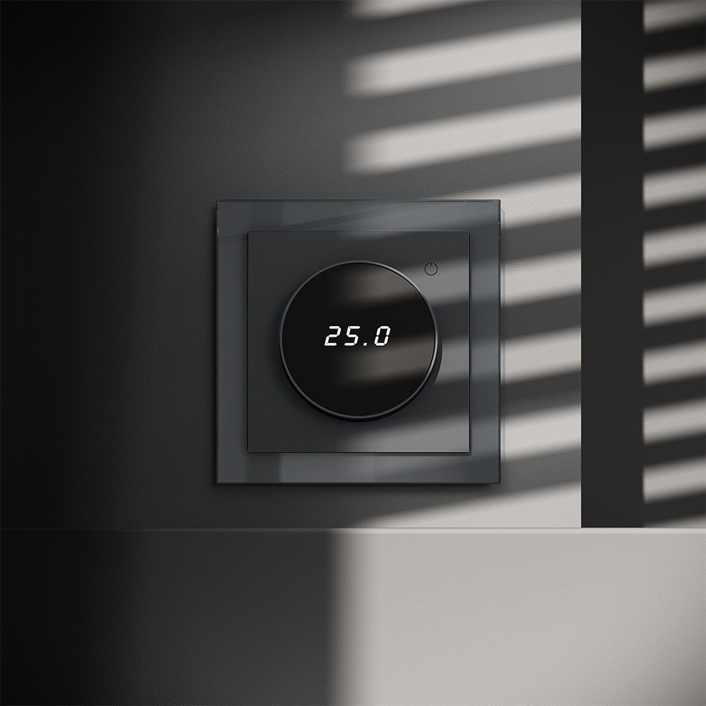 Терморегулятор электронный VOLTUM S70 с индикацией и датчиком, для теплого пола, (графит)