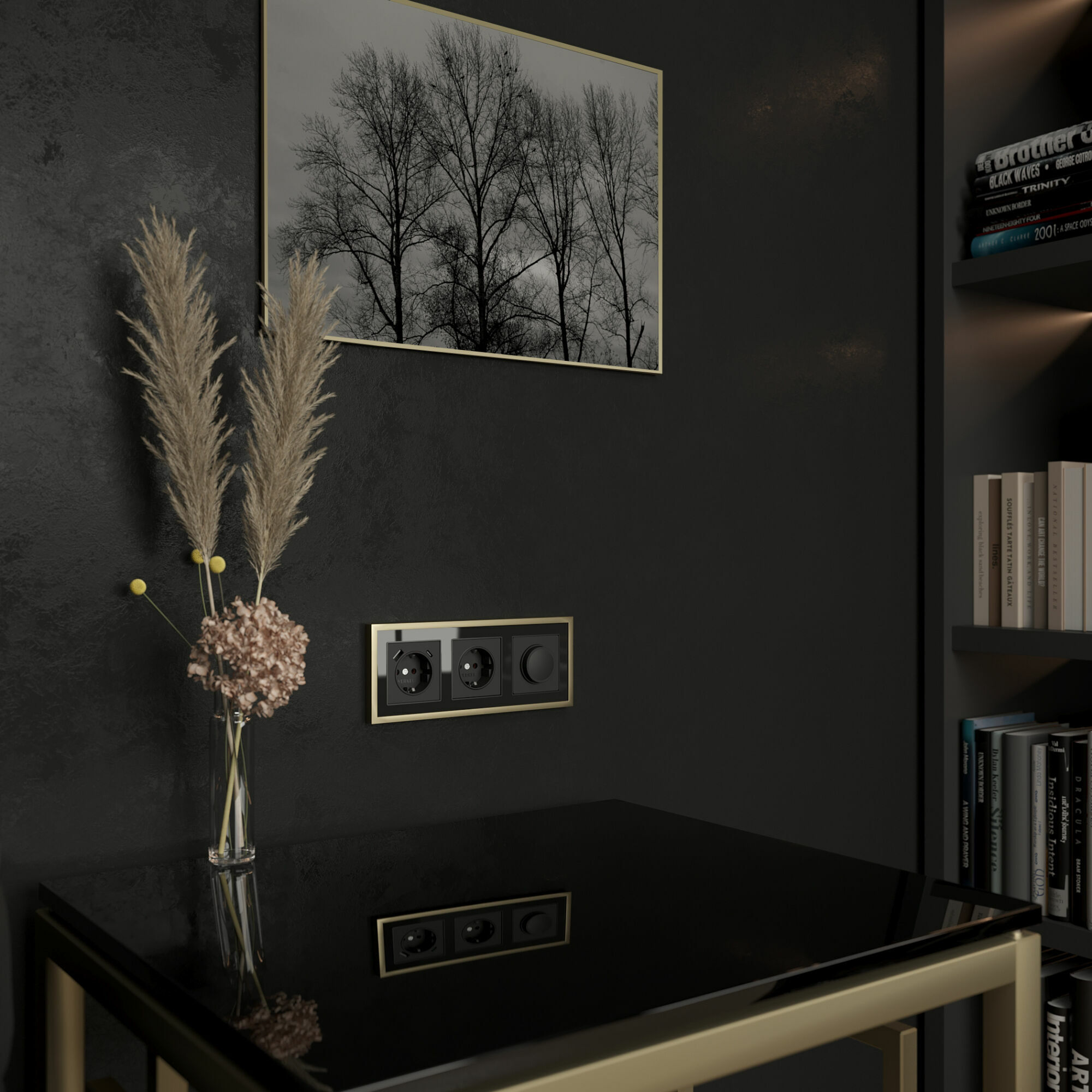 Рамка на 3 поста Baguette (черный/латунь) Werkel