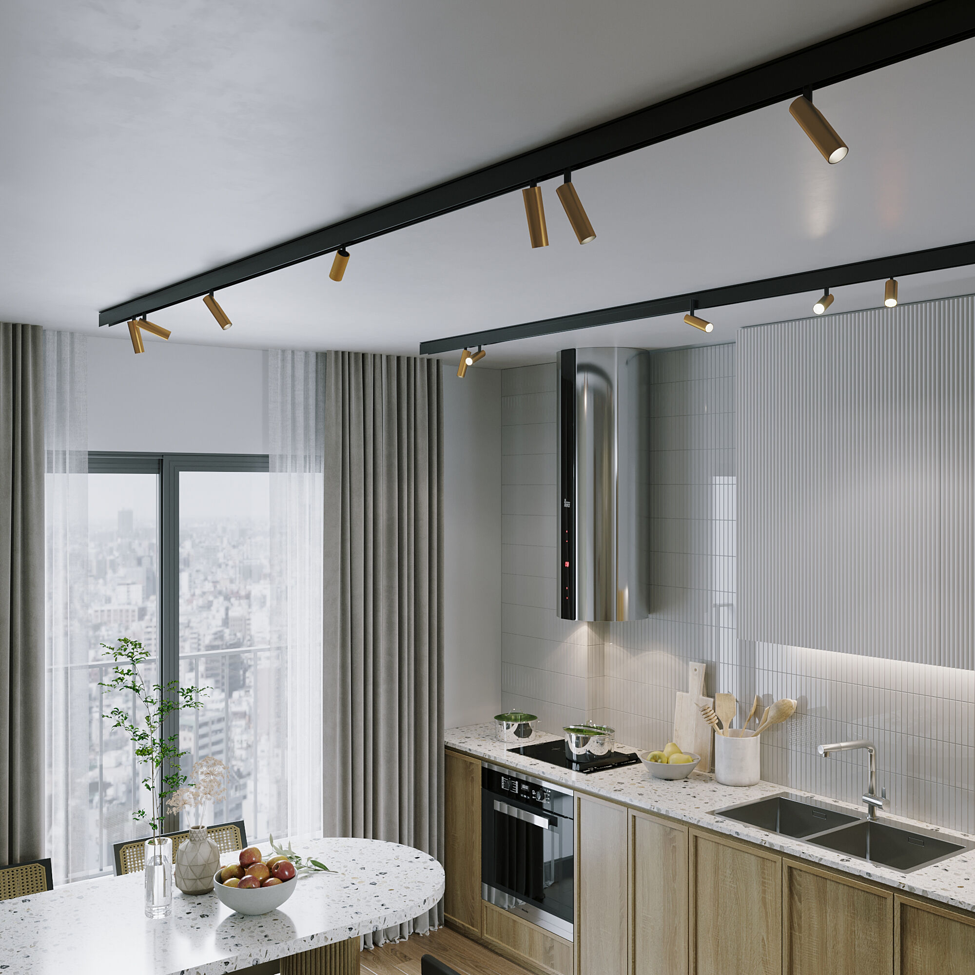 Slim Magnetic Умный трековый поворотный светильник 14W 2700-6500K Dim Dual латунь