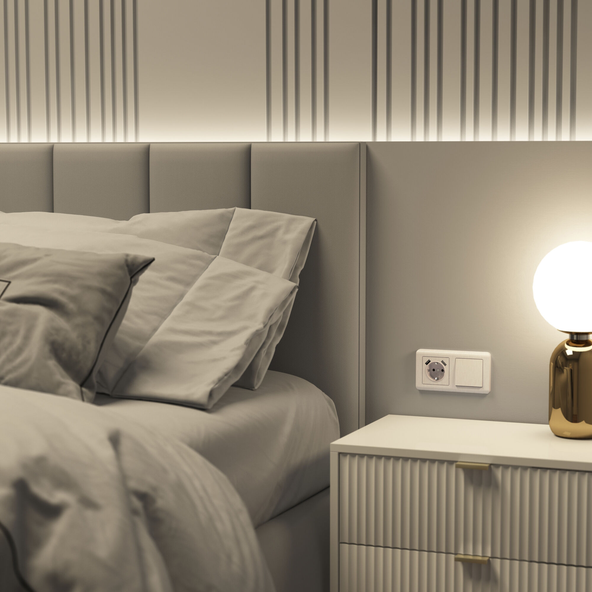 Выключатель одноклавишный (перламутровый рифленый) Werkel