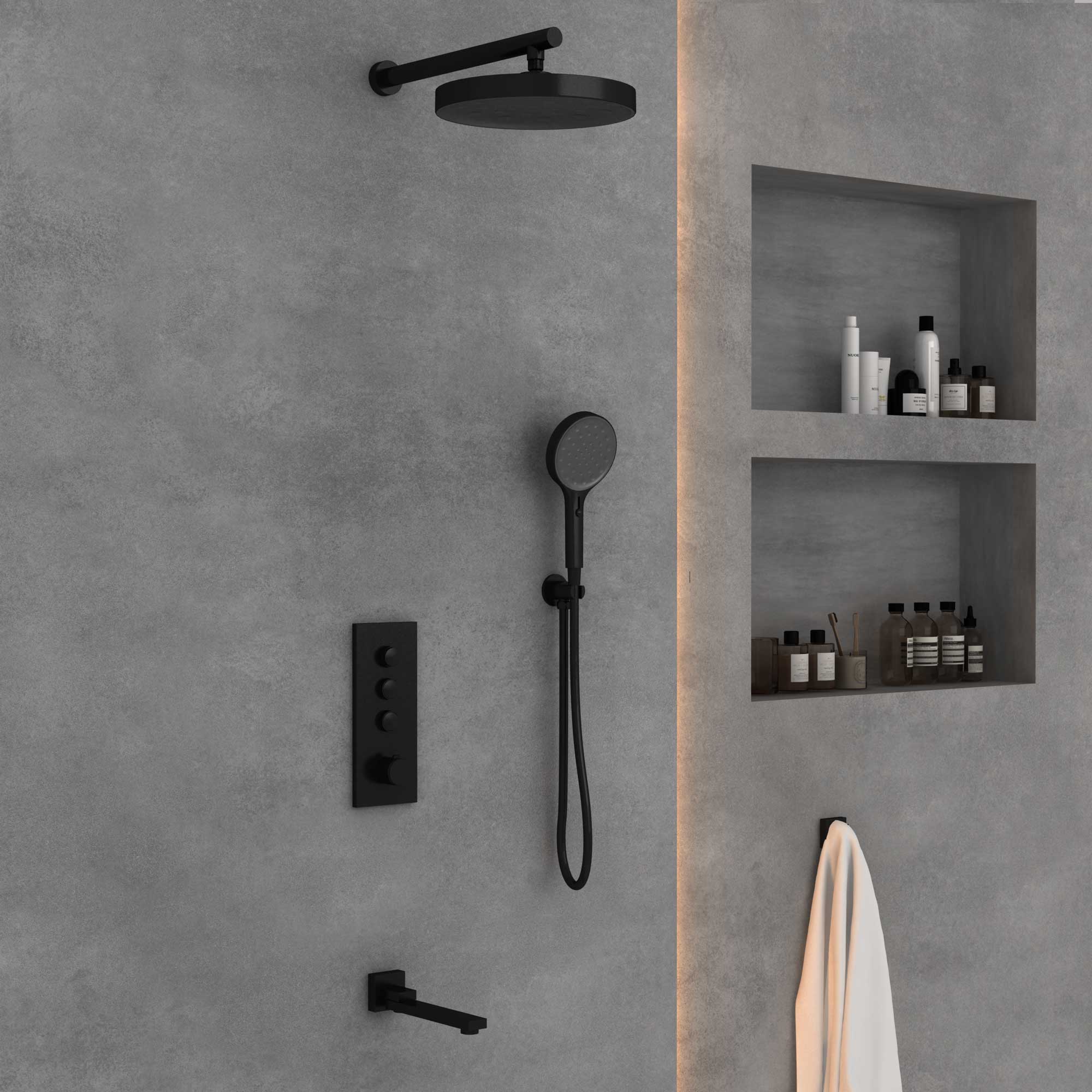 Душевая система Vincea VSFW-433TI2MB встраиваемая в стену цвет черный матовый