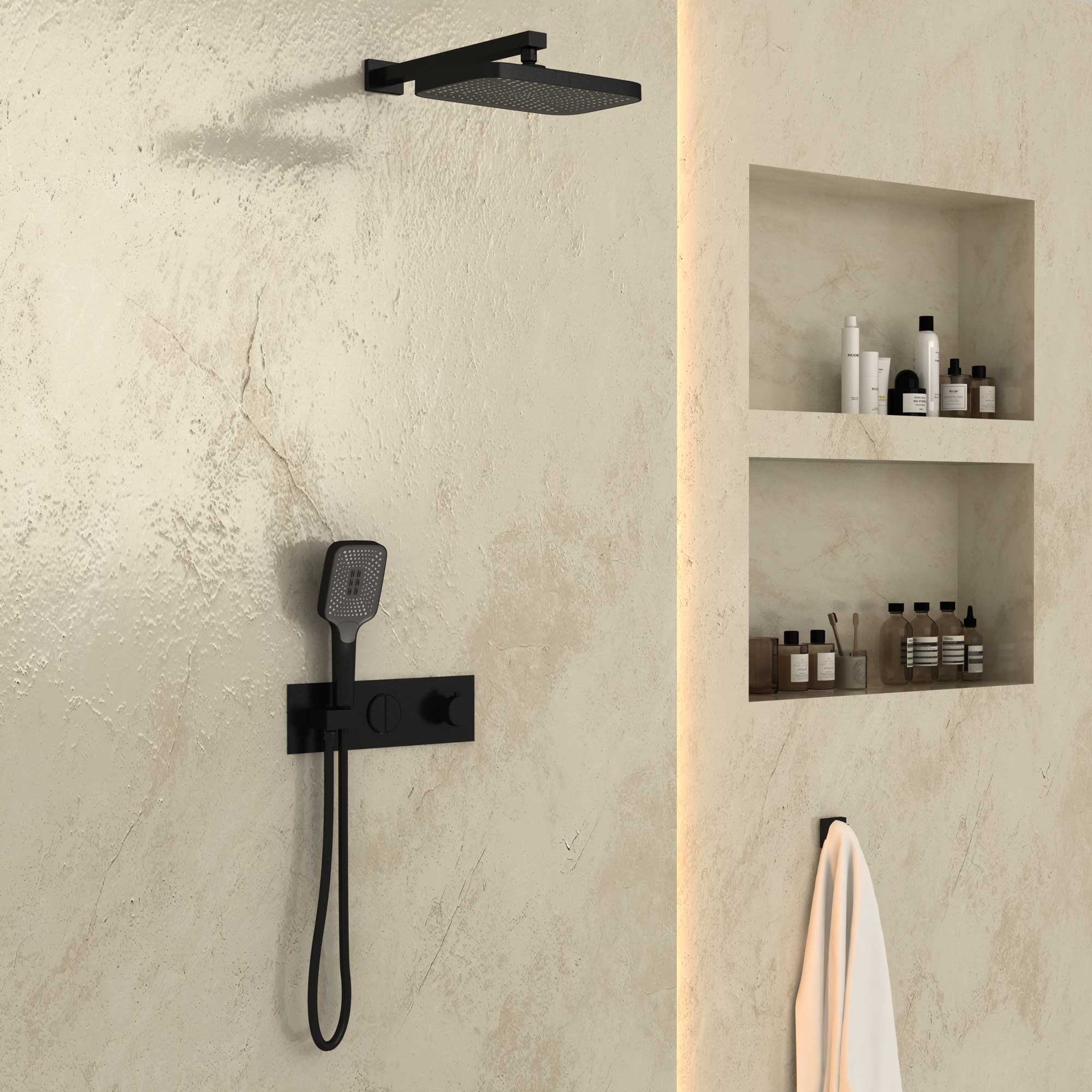 Душевая система Vincea VSFW-422T1MB встраиваемая в стену цвет черный матовый