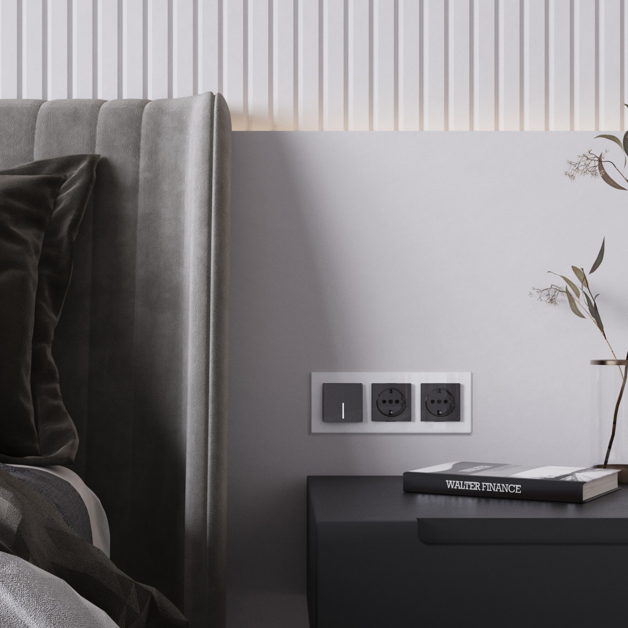 Розетка с заземлением (черный акрил) Werkel