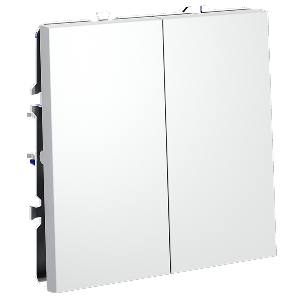 Проходной переключатель встраиваемый VOLTUM S70 двухклавишный 10А, (белый матовый)