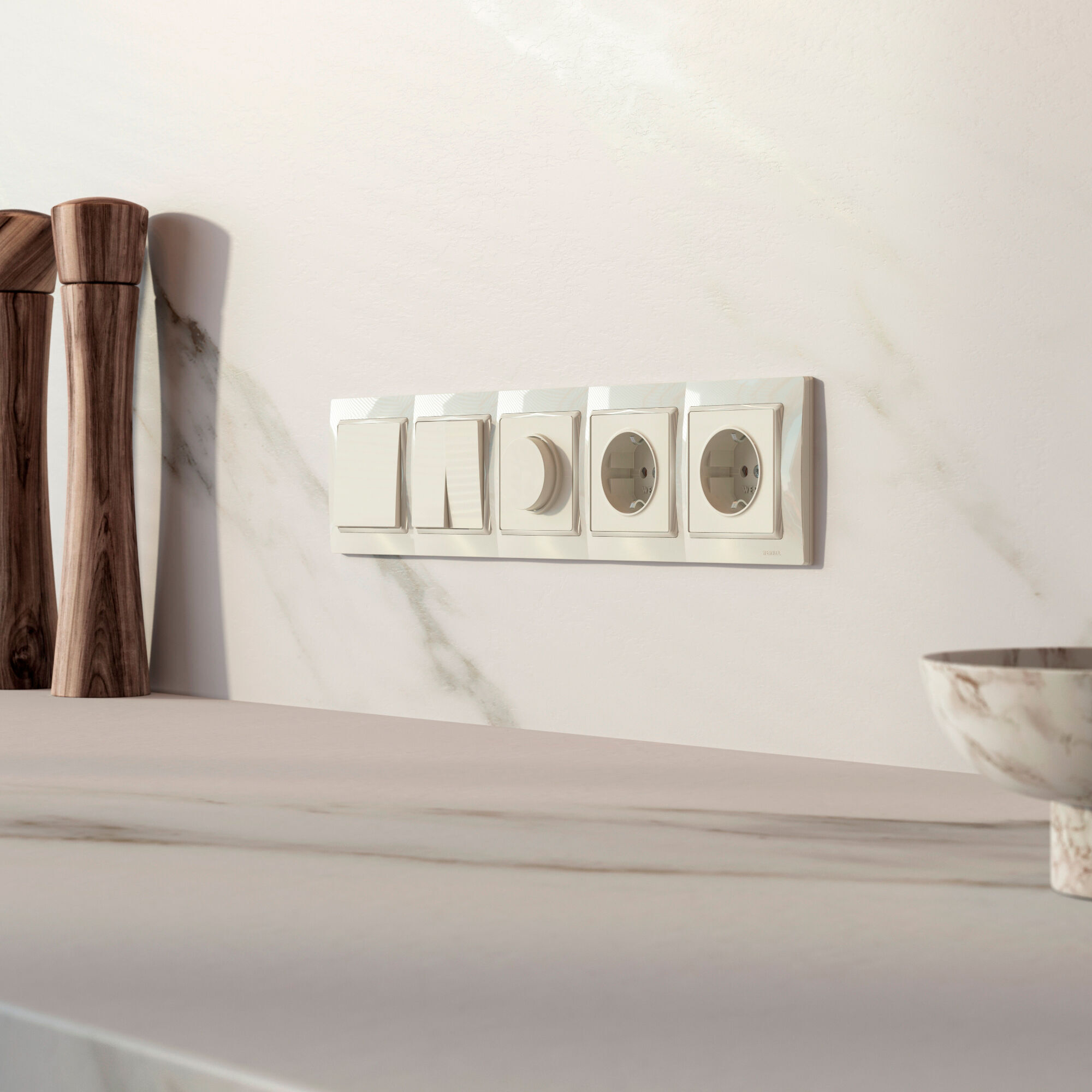 Рамка на 5 постов Snabb basic (слоновая кость) Werkel