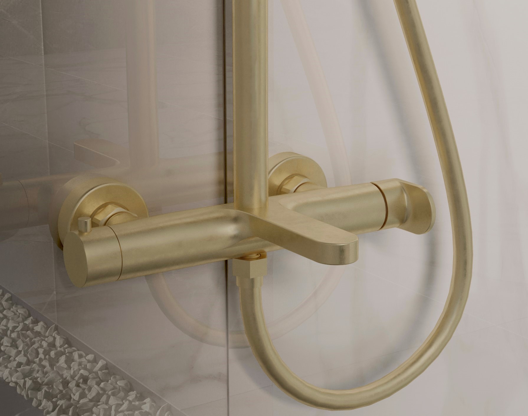 Душевая стойка Vincea Rondo VSFS-1R1BG настенная цвет брашированное золото