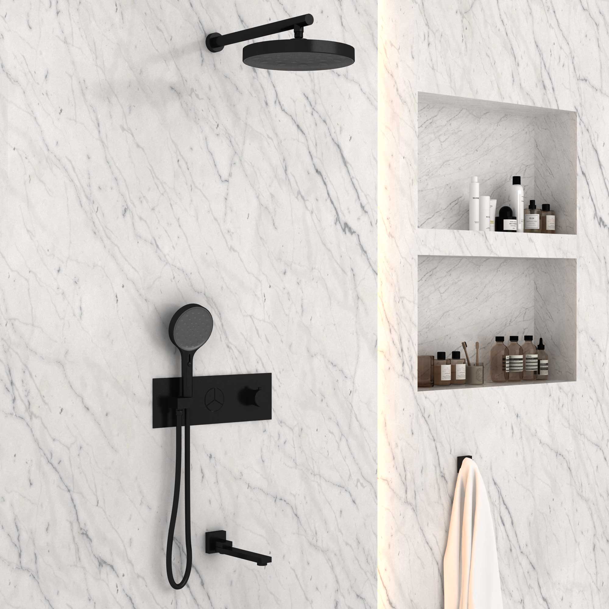 Душевая система Vincea VSFW-432TI2MB встраиваемая в стену цвет черный матовый