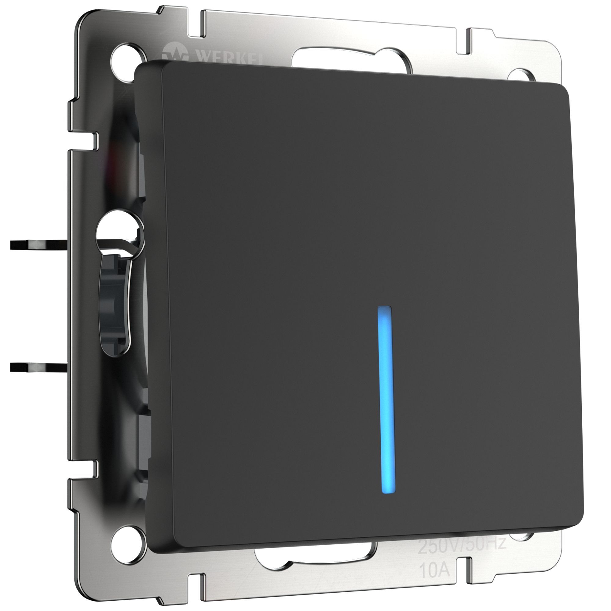 Выключатель одноклавишный с подсветкой (черный матовый) Werkel