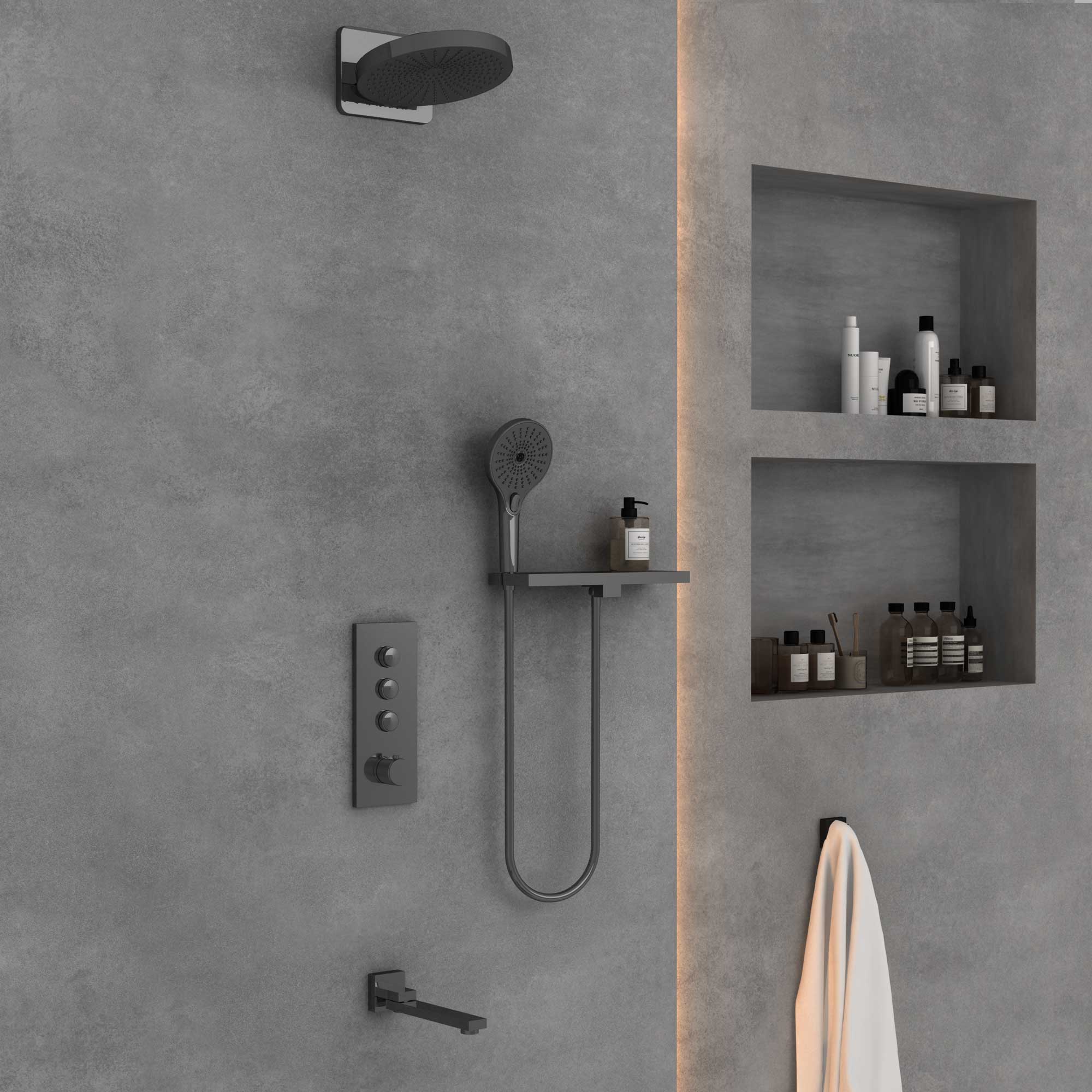 Душевая система Vincea VSFW-433TI1RGM встраиваемая в стену цвет вороненая сталь