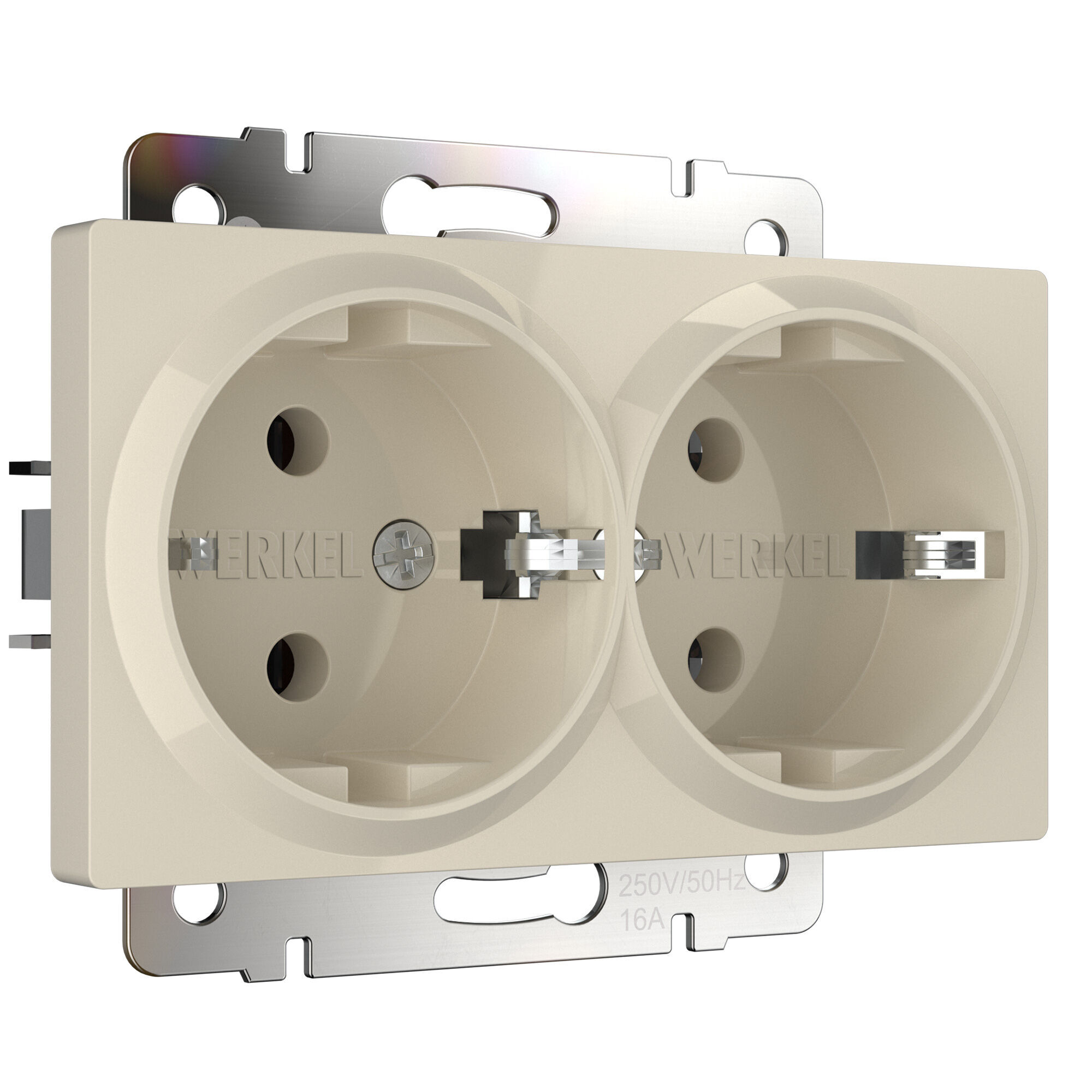 Розетка двойная с заземлением (слоновая кость) Werkel