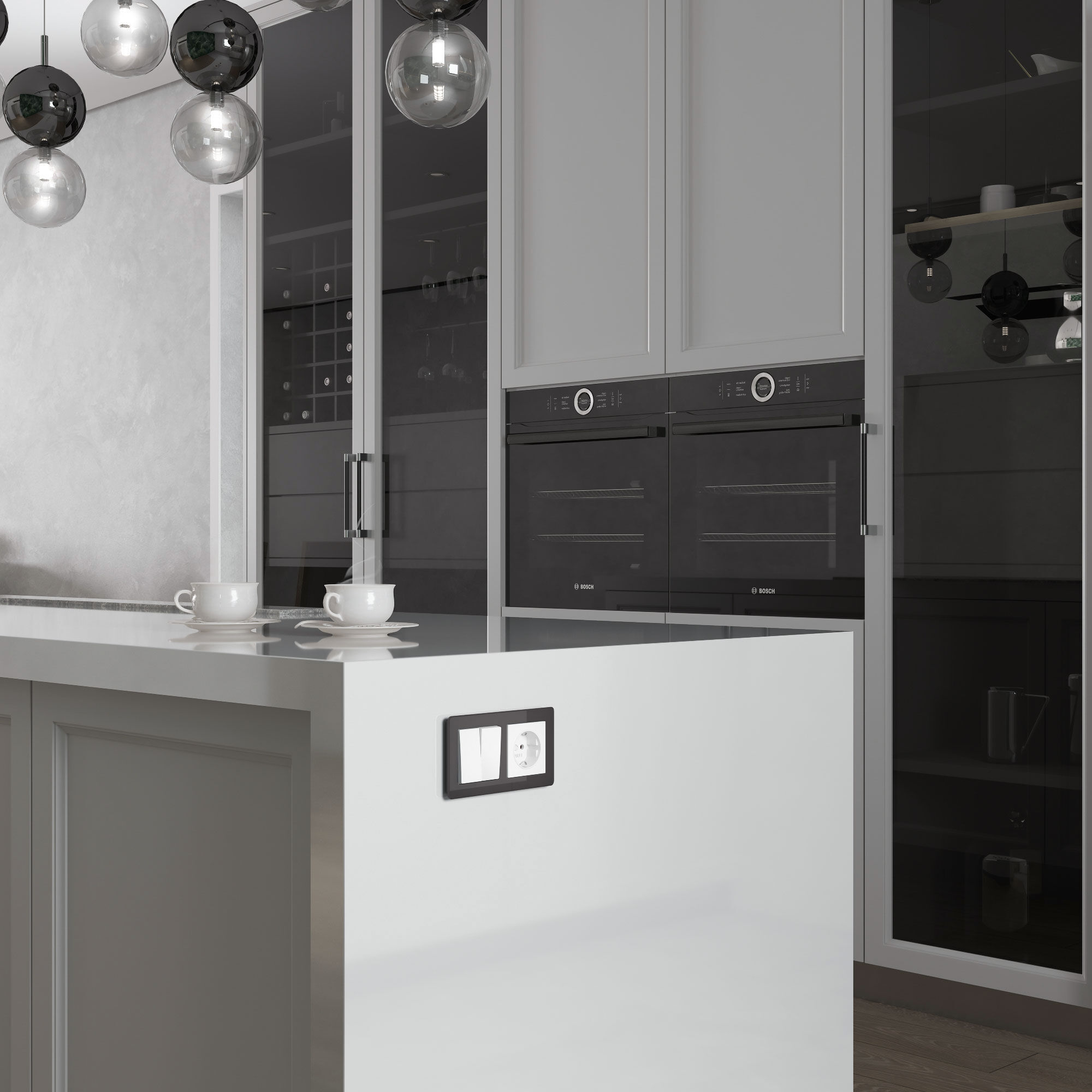 Перекрестный переключатель двухклавишный белый Werkel