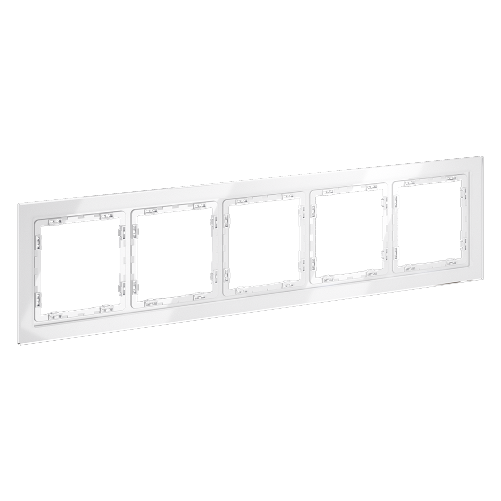 Рамка стеклянная VOLTUM S70 на 5 постов, (белый, стекло)