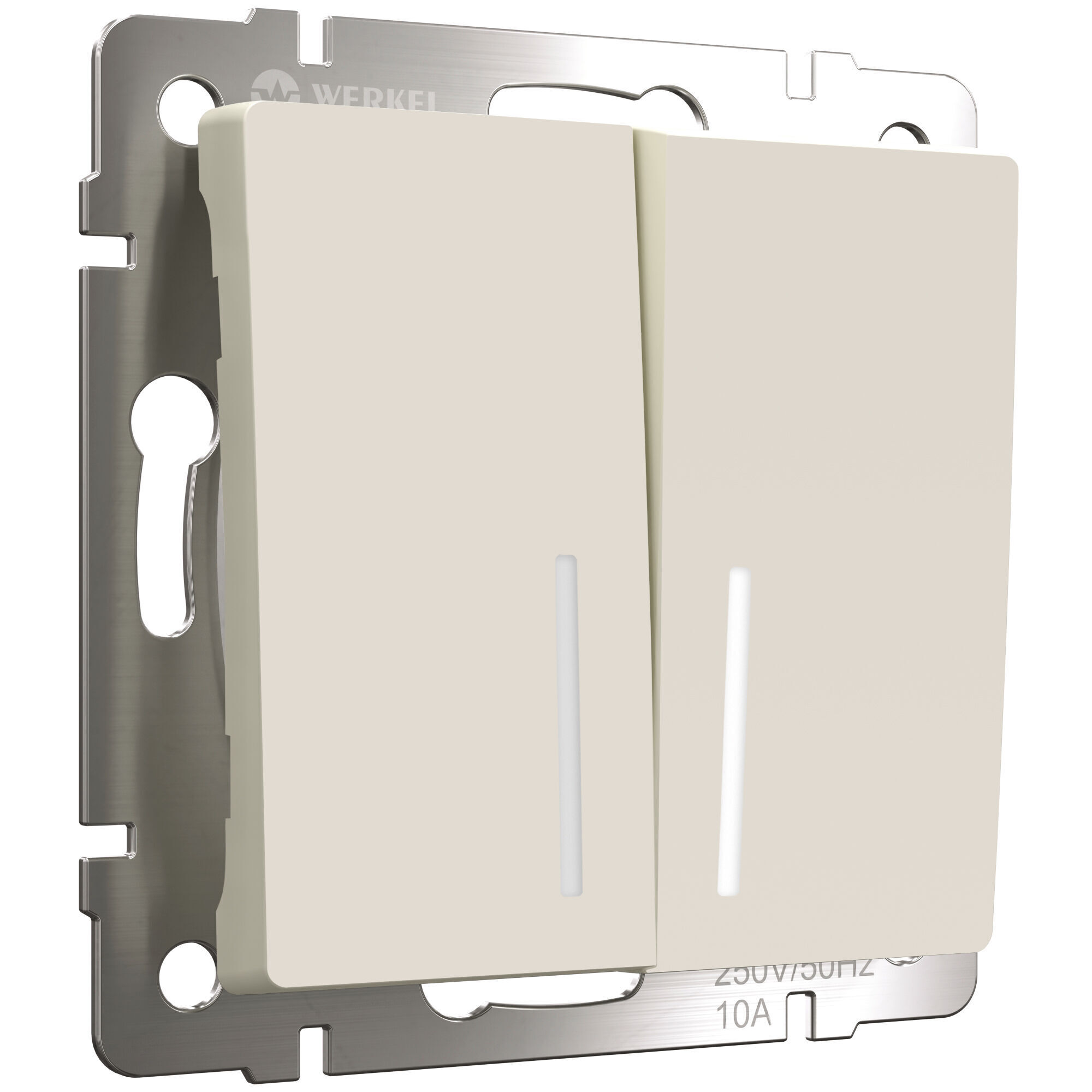 Выключатель двухклавишный проходной с подсветкой (айвори матовый) Werkel