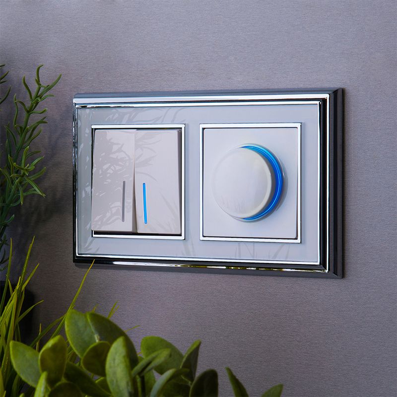 Выключатель двухклавишный с подсветкой (белый глянцевый) Werkel