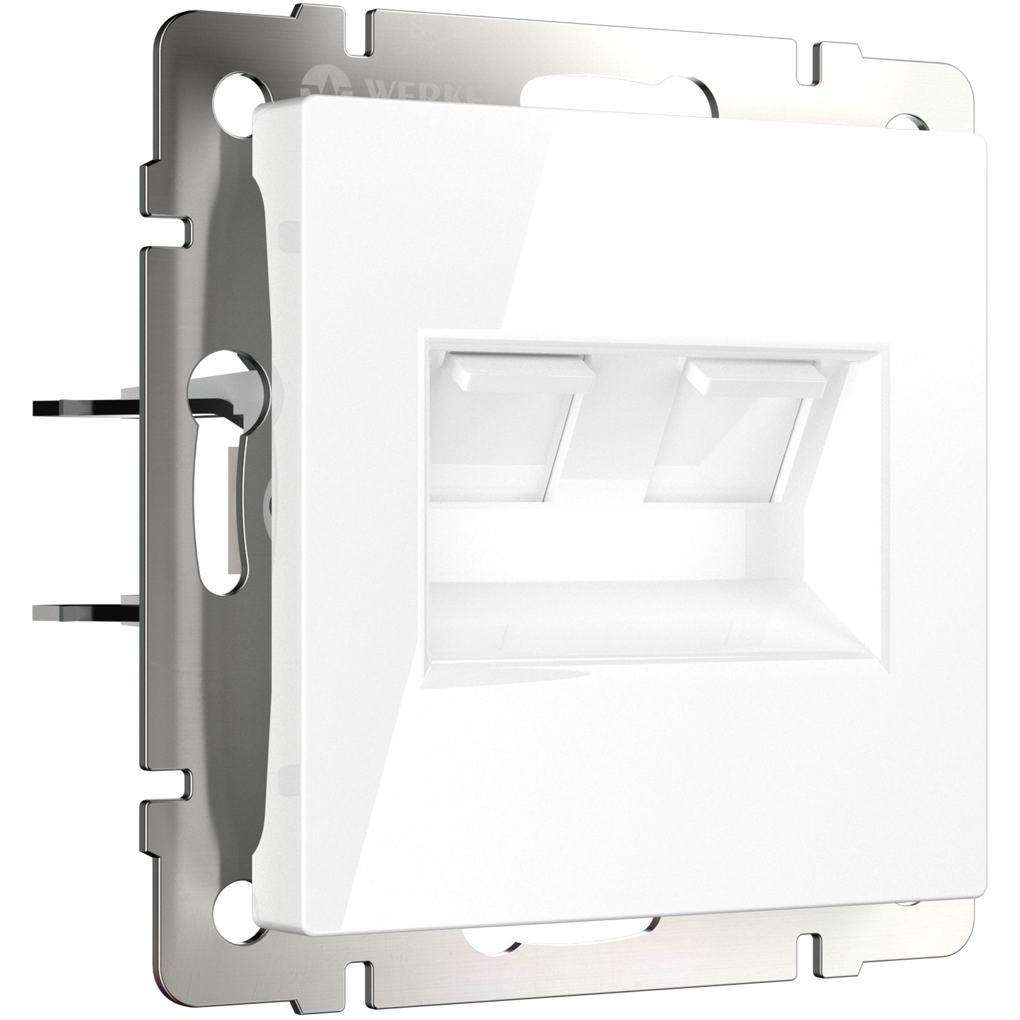 Розетка двойная Ethernet RJ-45 (белая глянцевая) Werkel