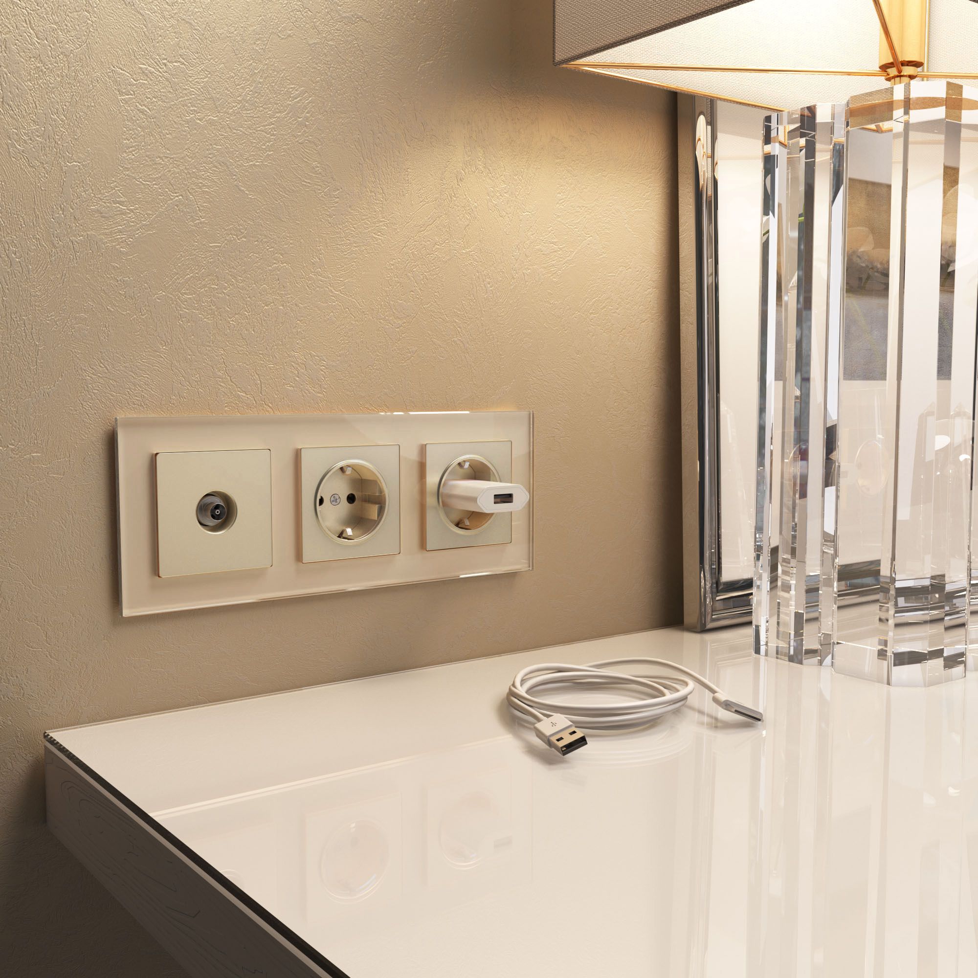 Рамка на 3 поста (шампань, стекло) Werkel