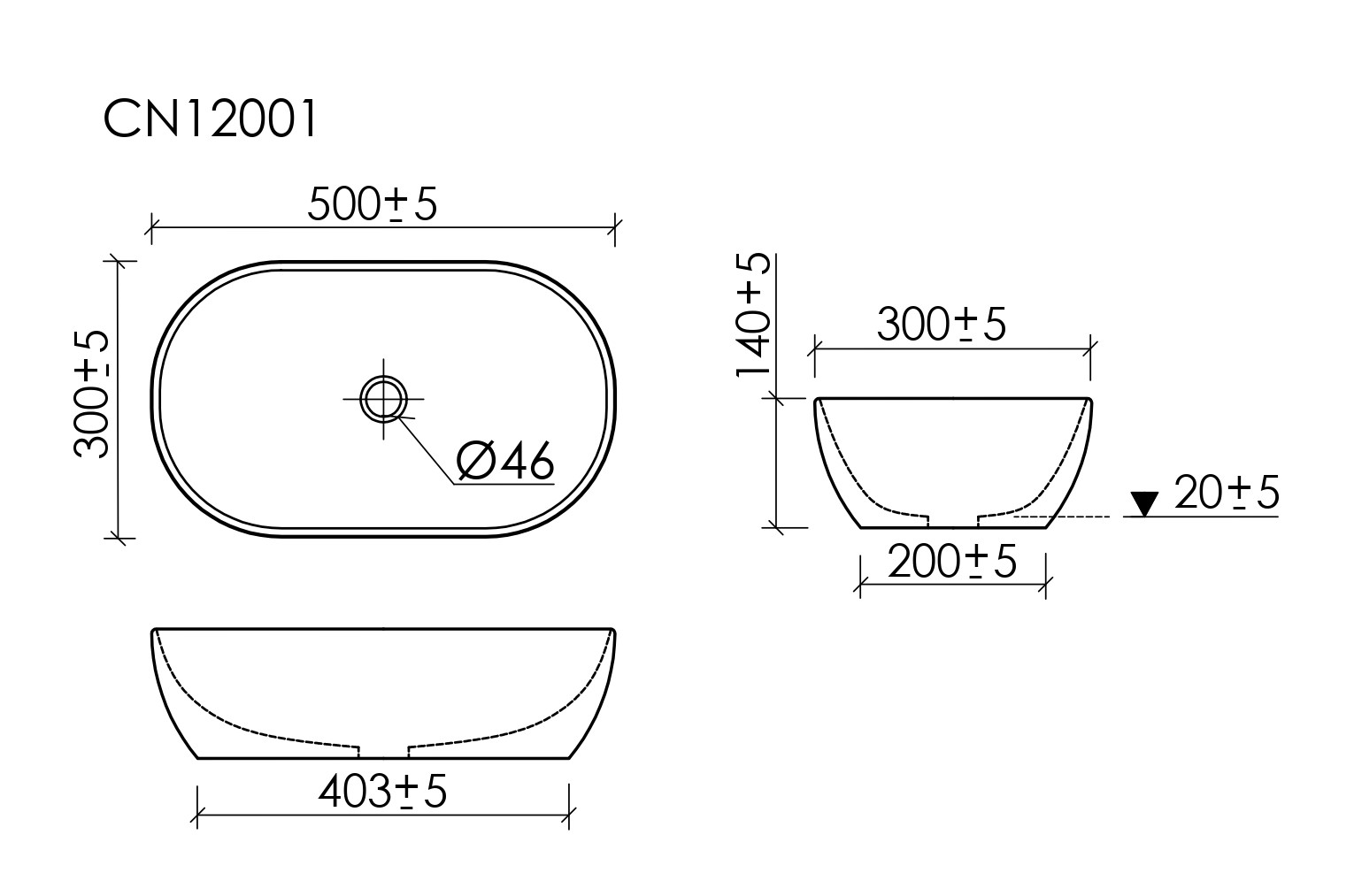 Раковина накладная овальной формы CN12001MB