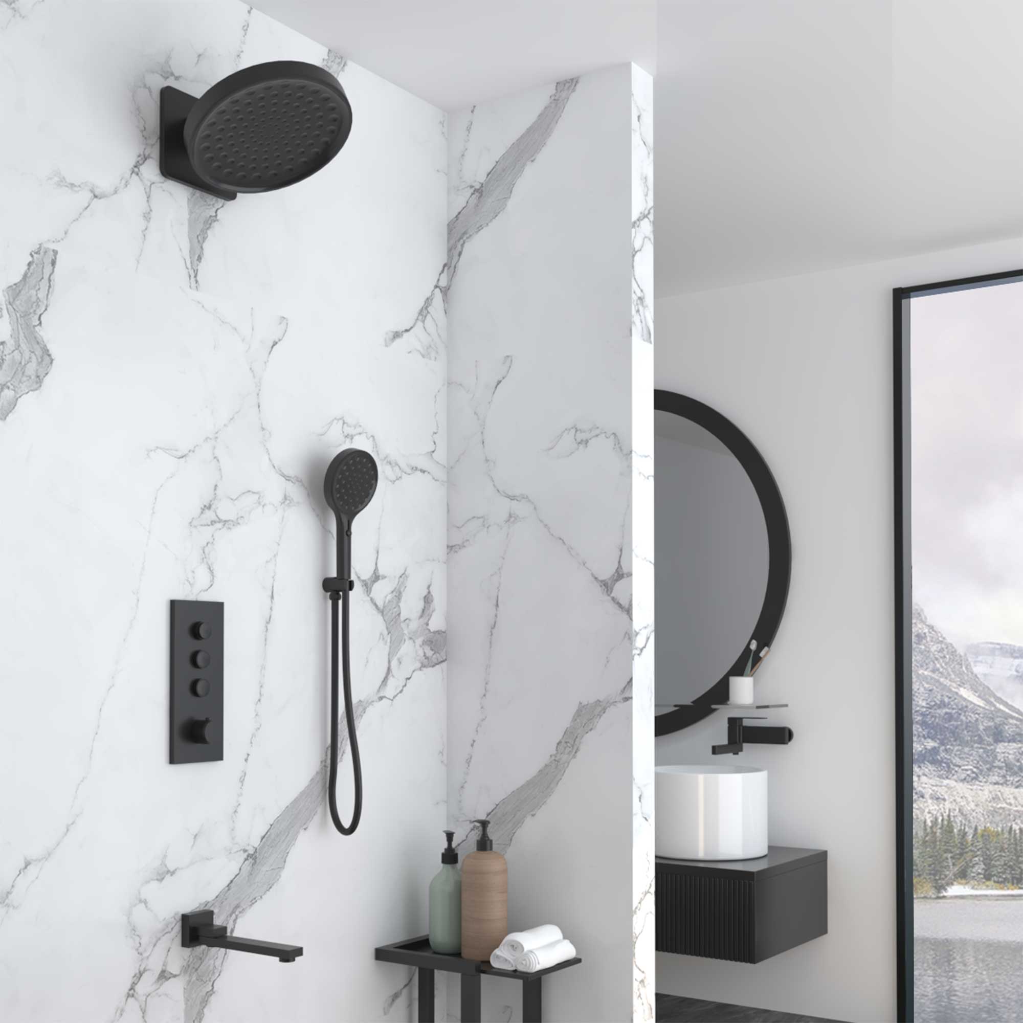 Душевая система Vincea VSFW-433TI3MB встраиваемая в стену цвет черный матовый