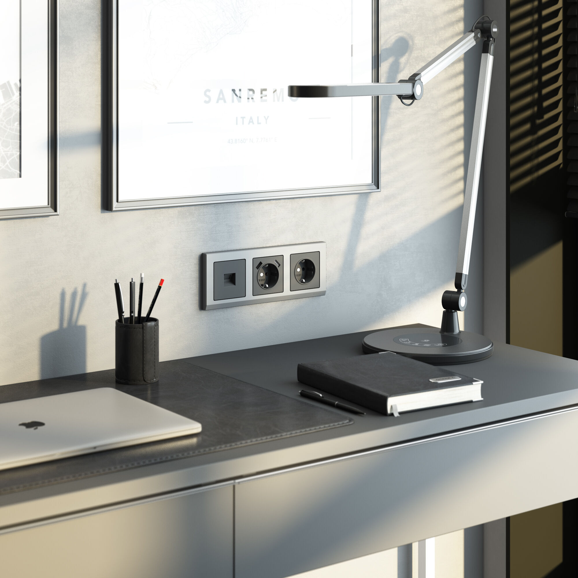 Розетка с заземлением (графит матовый) Werkel