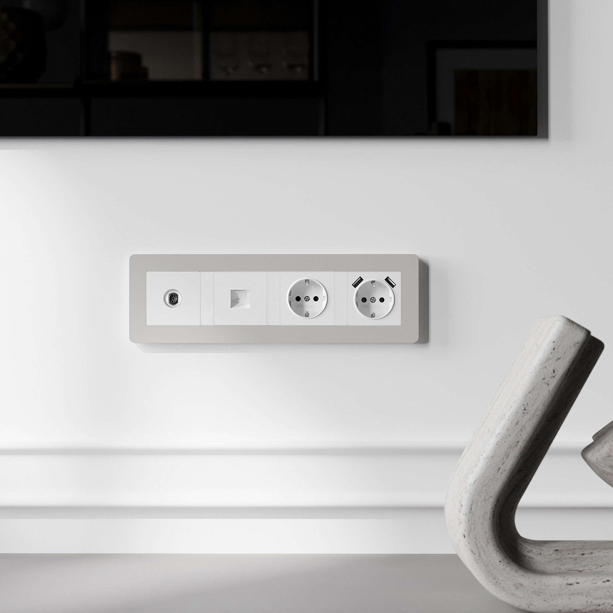 Рамка на 4 поста Split (дымчатый/белый, soft-touch) Werkel