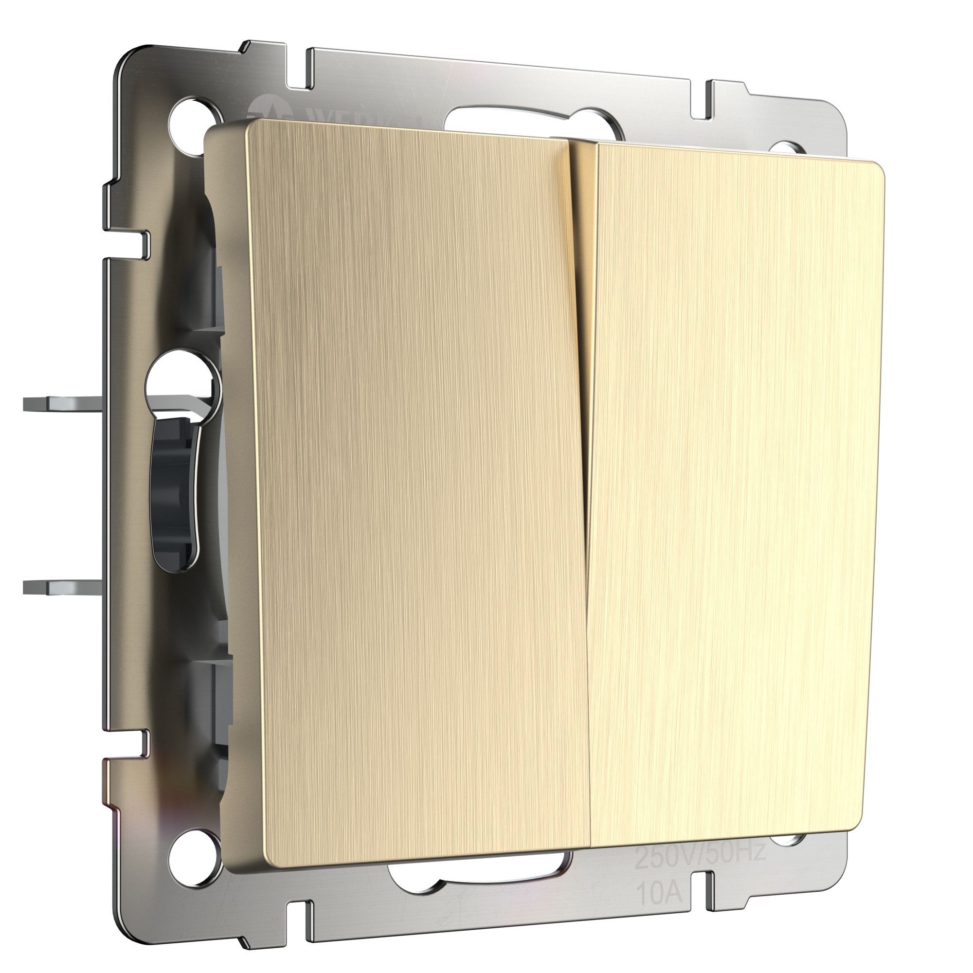 Выключатель двухклавишный (шампань рифленый) Werkel